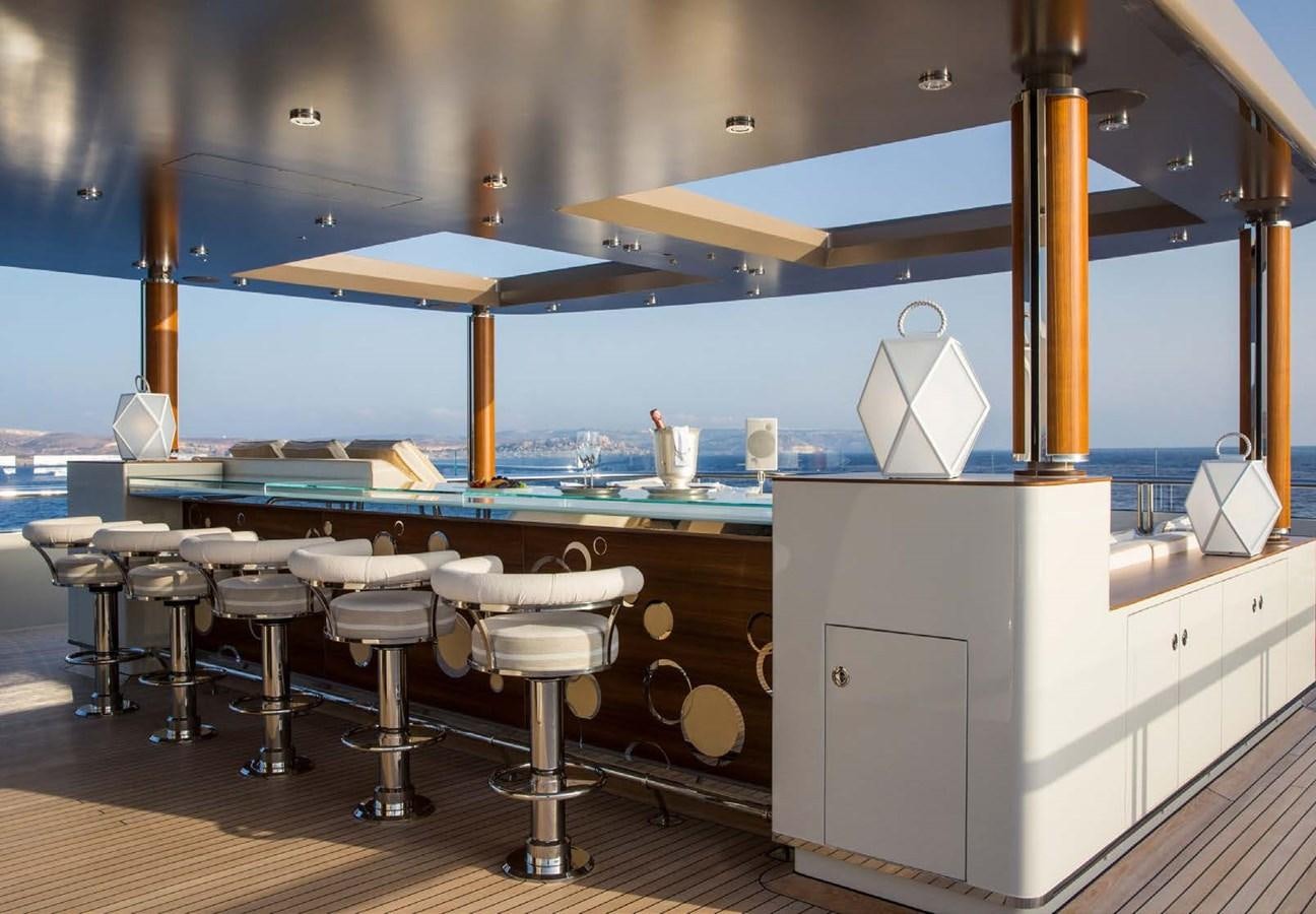 a bar with stools and stools aboard POLAR STAR Yacht for Sale