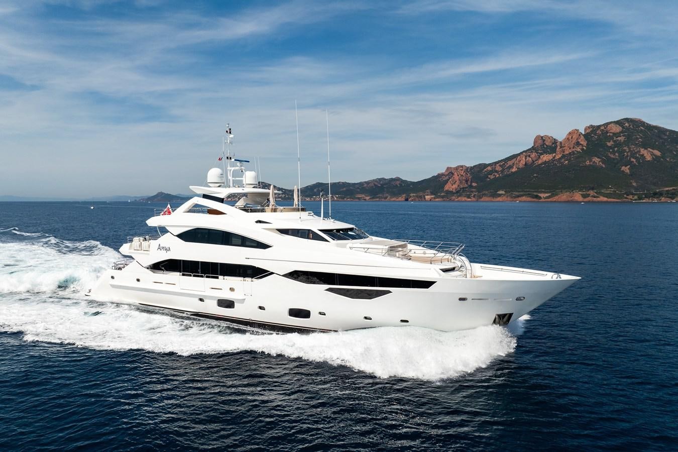 a white yacht on the water aboard ANYA Yacht for Sale