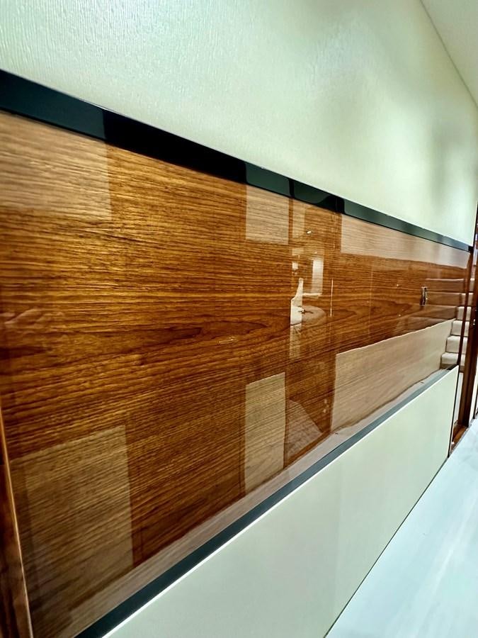 a tiled wall with a light on it aboard FREAK SHOW Yacht for Sale