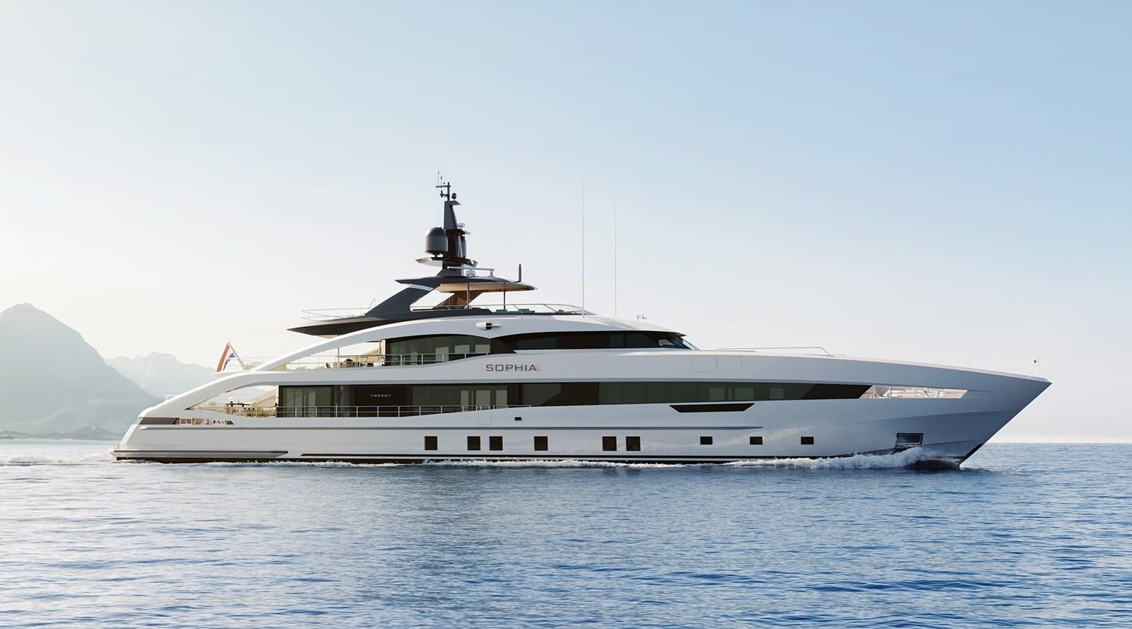 a large white boat in the water aboard HEESEN 50M ALUMINIUM YN 21150  SOPHIA Yacht for Sale