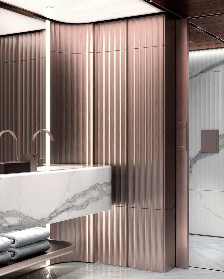 a shower curtain with a shower aboard PERINI 47M Yacht for Sale