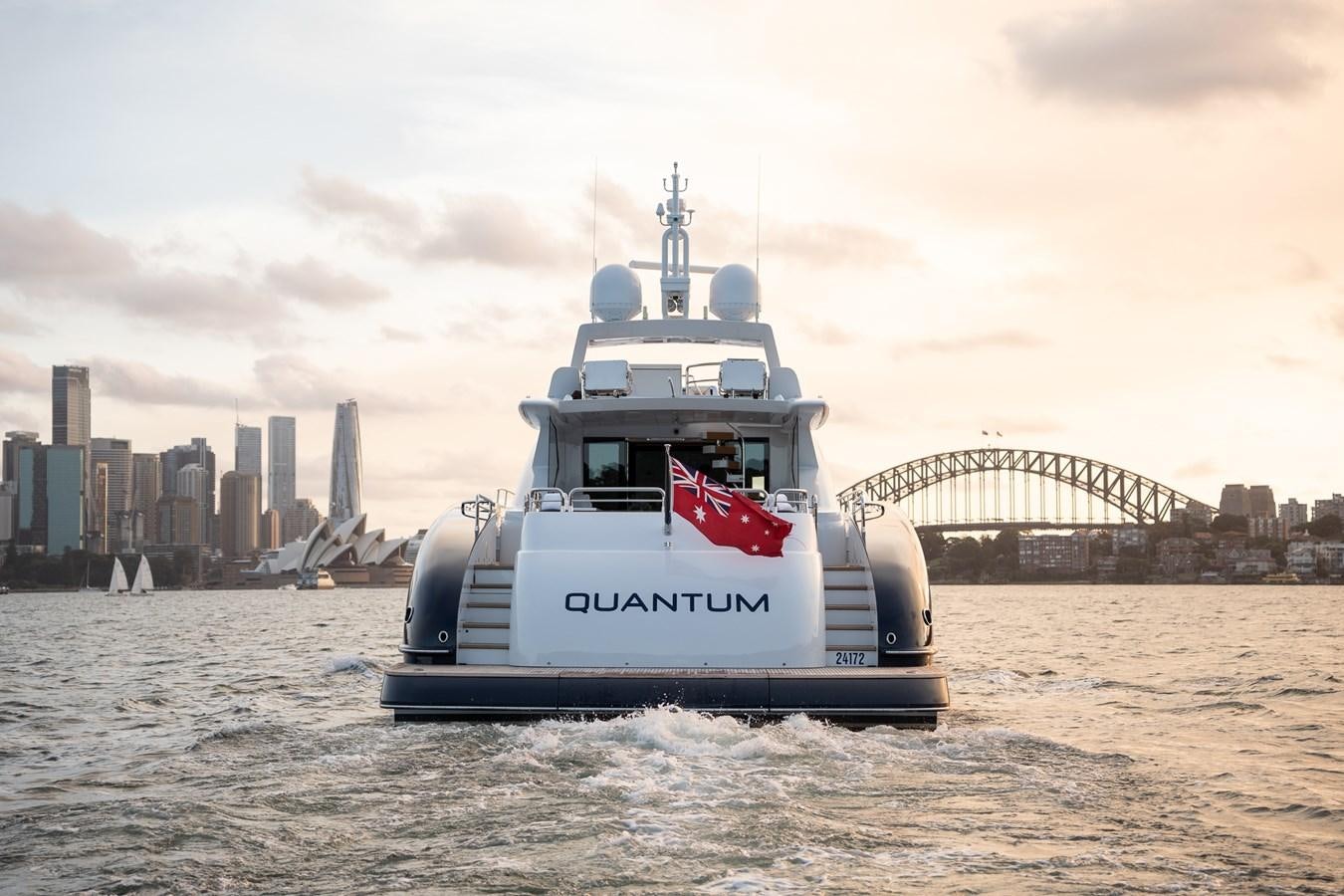 a large ship in the water aboard QUANTUM Yacht for Sale