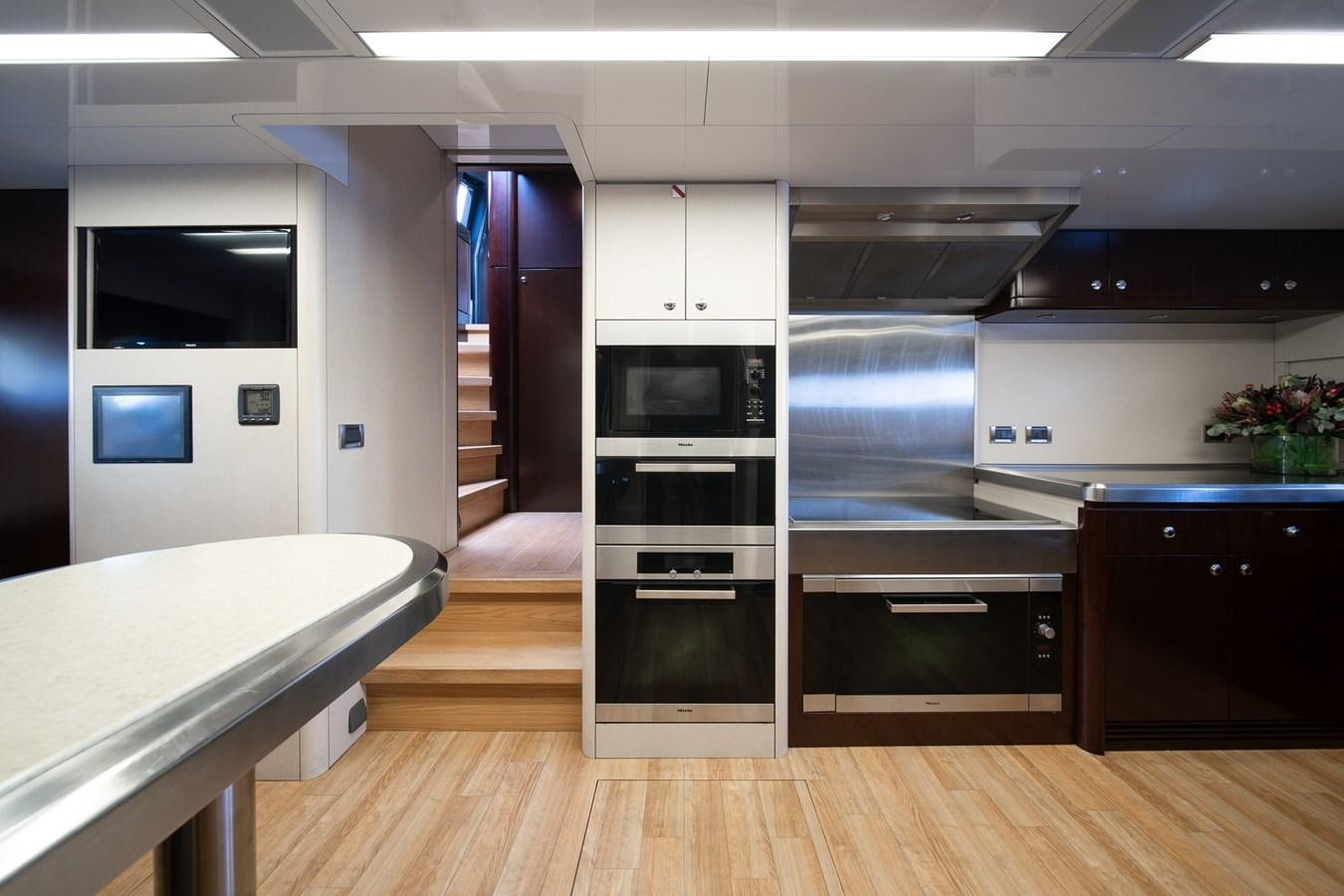 a kitchen with a large oven aboard QUANTUM Yacht for Sale