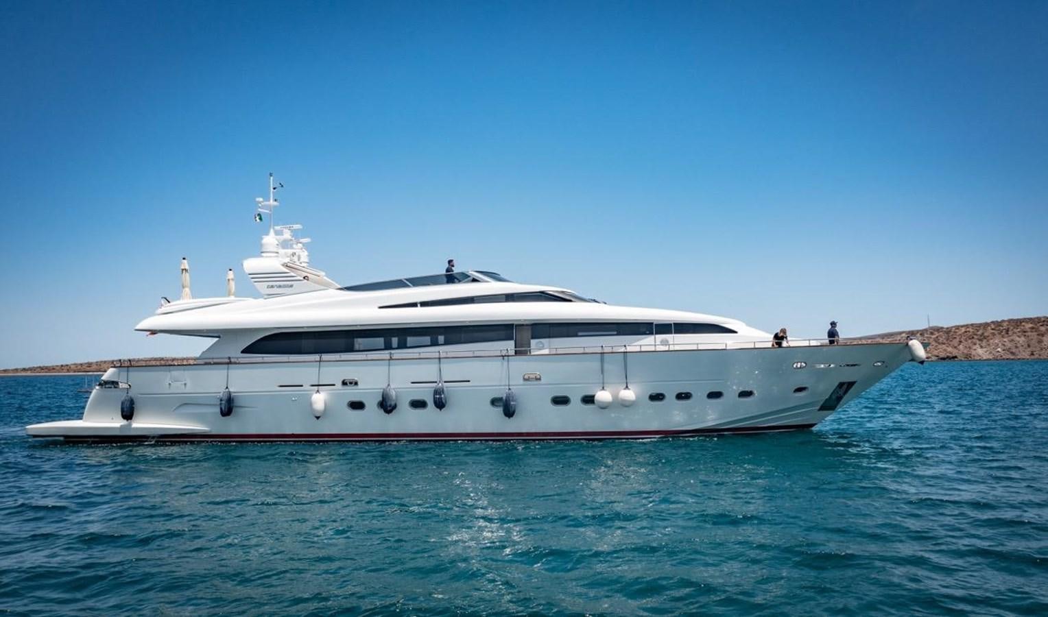 a white yacht on the water aboard CANADOS FLYBRIDGE FAST Yacht for Sale