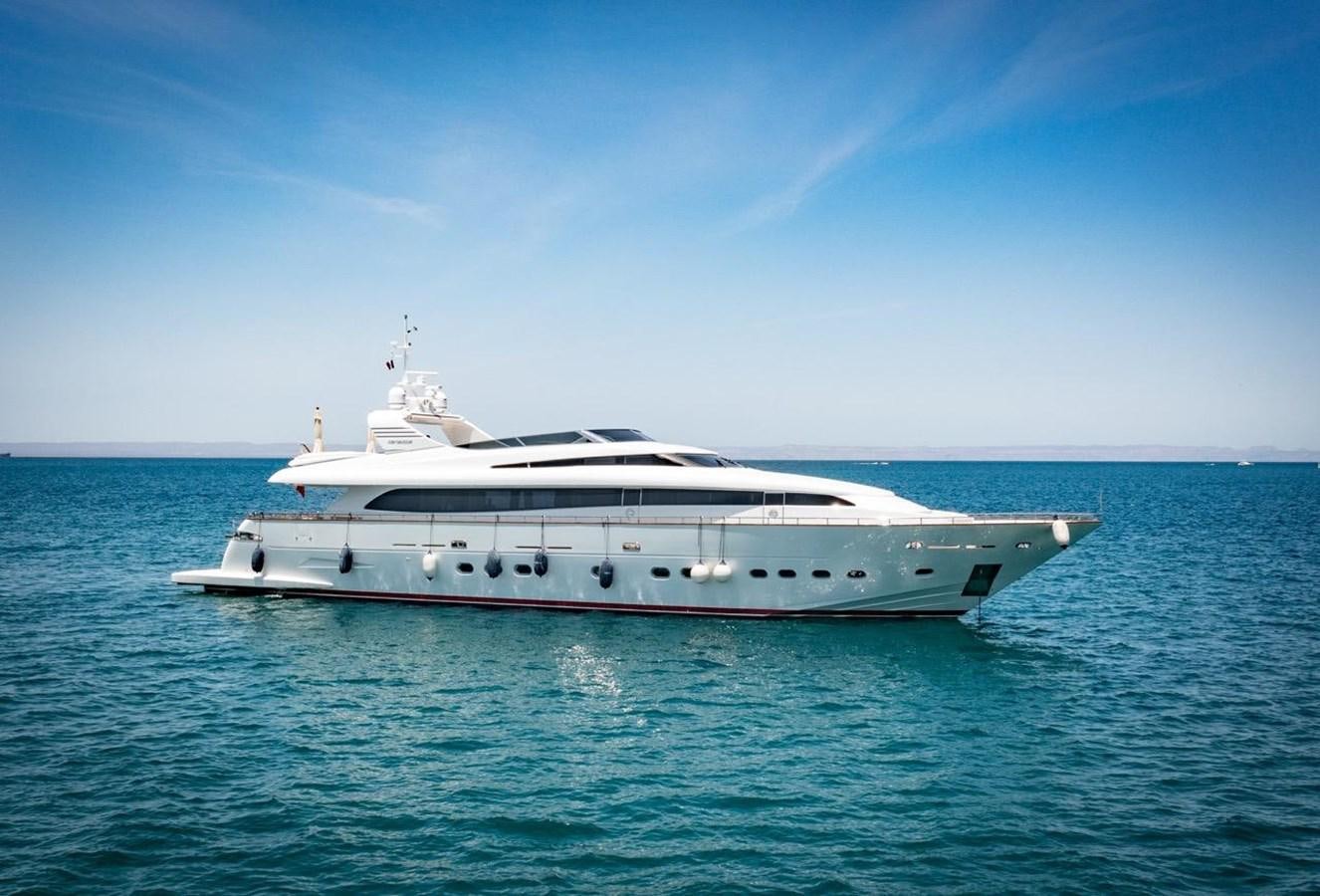 a white boat in the water aboard CANADOS FLYBRIDGE FAST Yacht for Sale