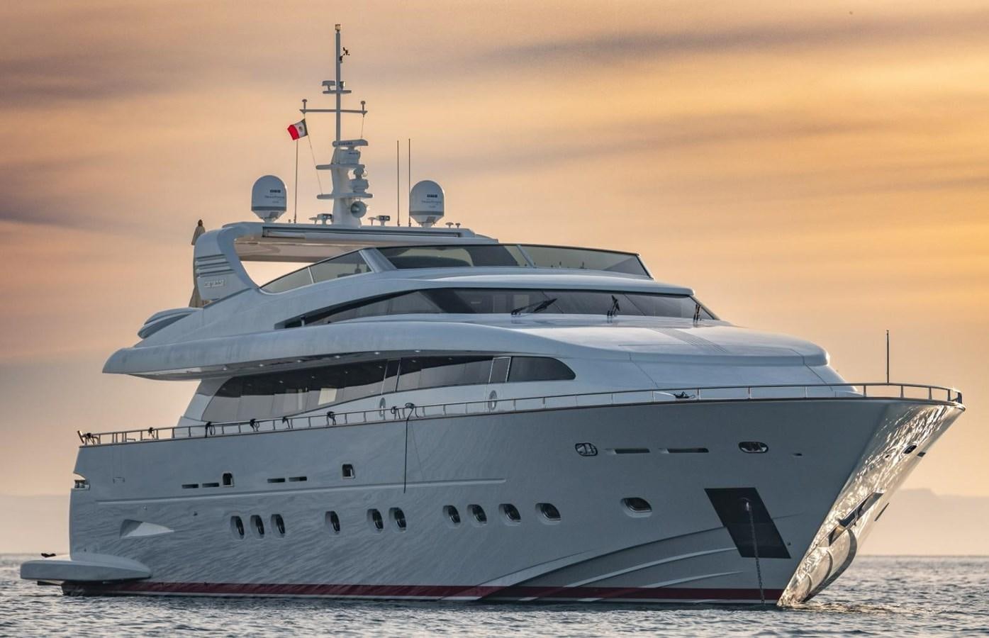 a large white yacht aboard CANADOS FLYBRIDGE FAST Yacht for Sale