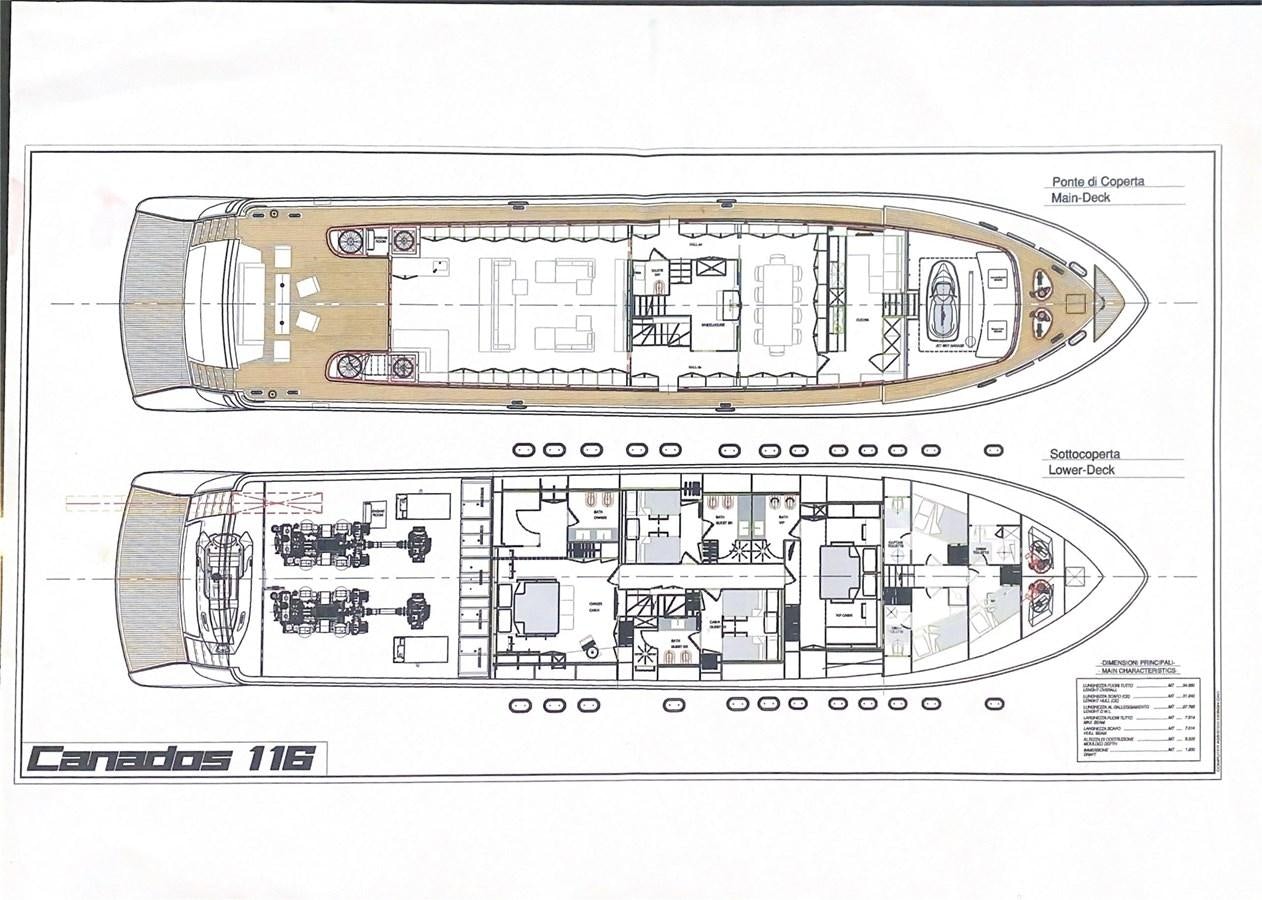 diagram, engineering drawing aboard CANADOS FLYBRIDGE FAST Yacht for Sale