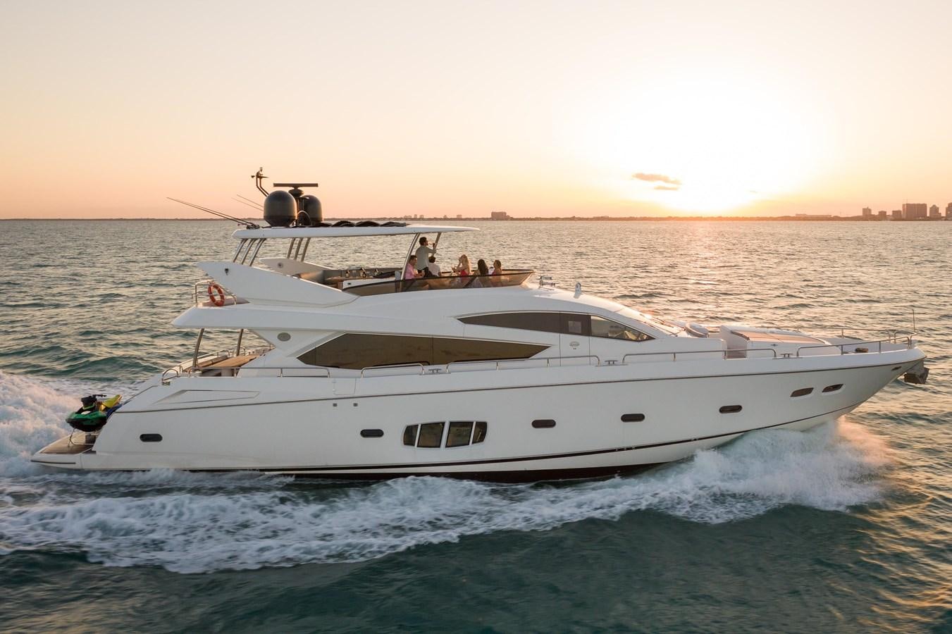 a white yacht on the water aboard SUNSEEKER 88  Yacht for Sale