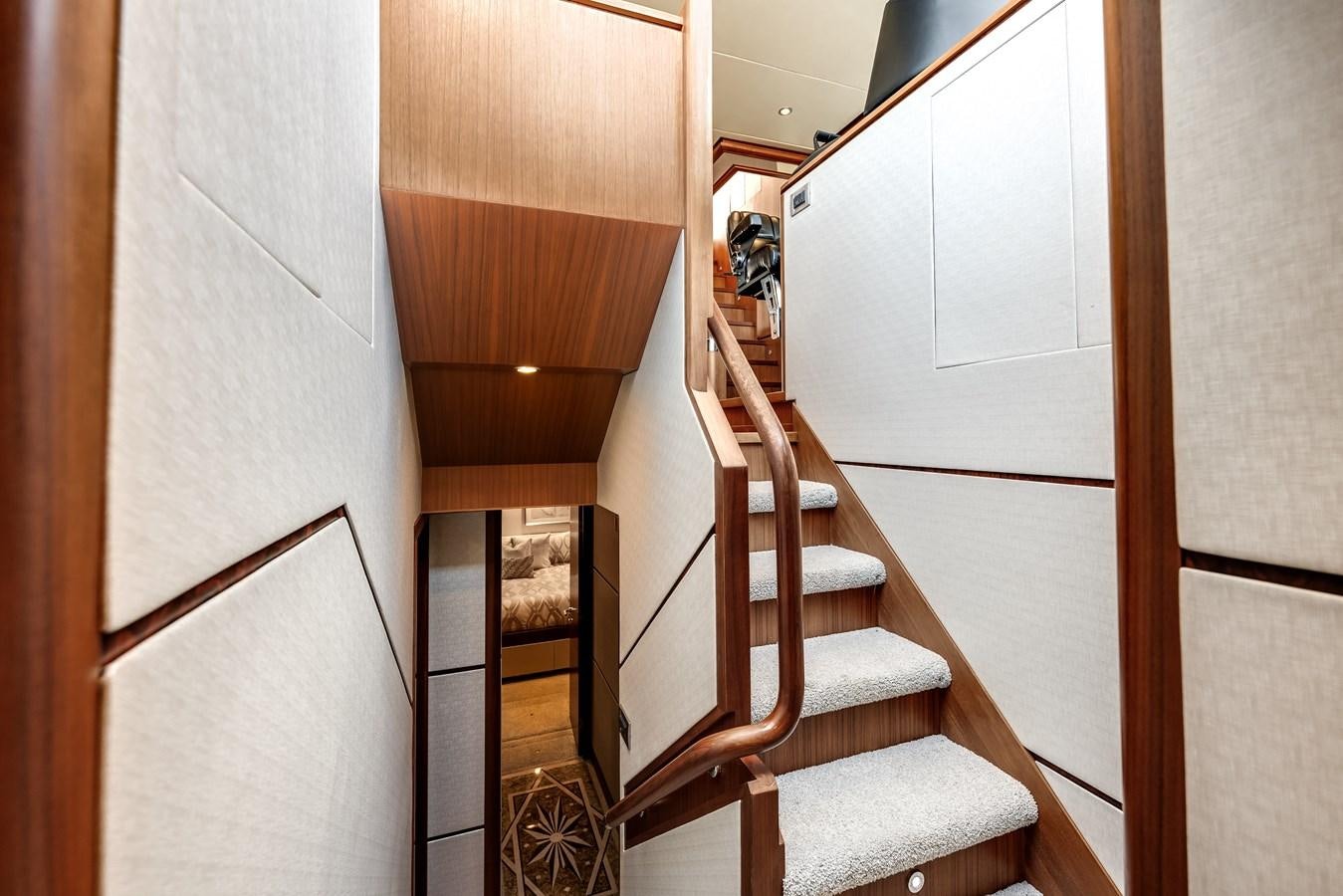 a staircase in a house aboard UNCORKED Yacht for Sale