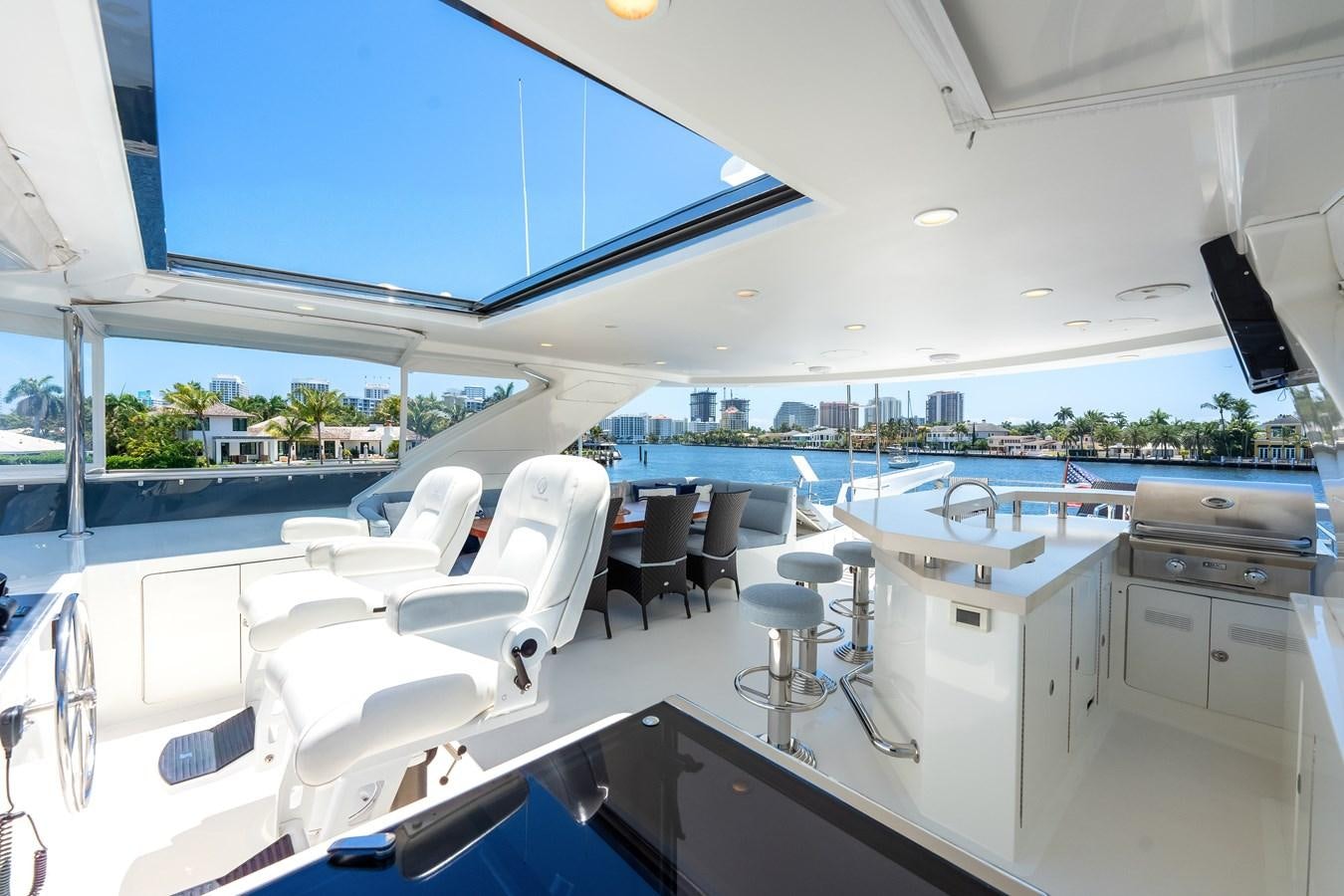 a large room with a large window aboard UNCORKED Yacht for Sale