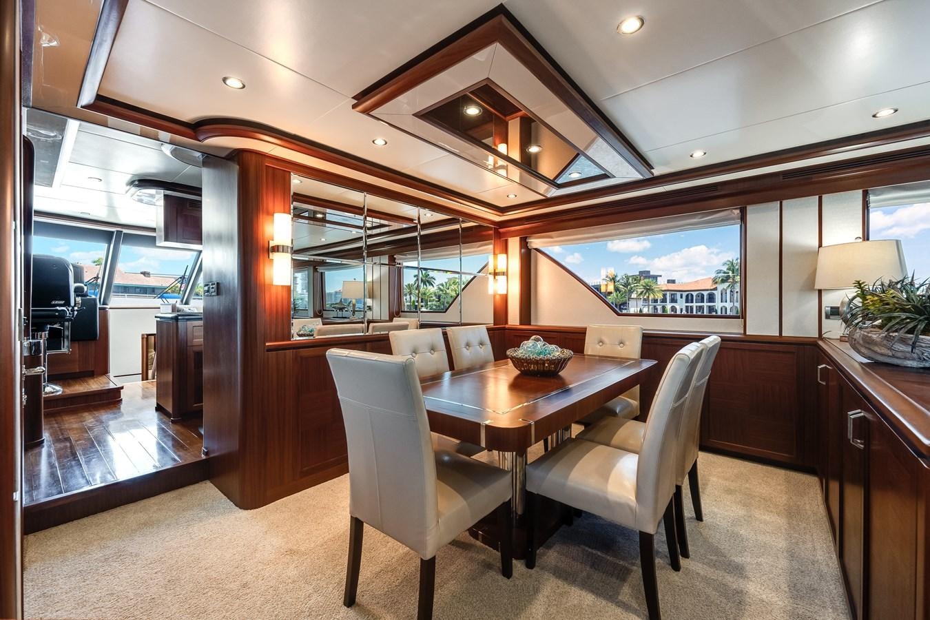 a large kitchen and dining area aboard UNCORKED Yacht for Sale