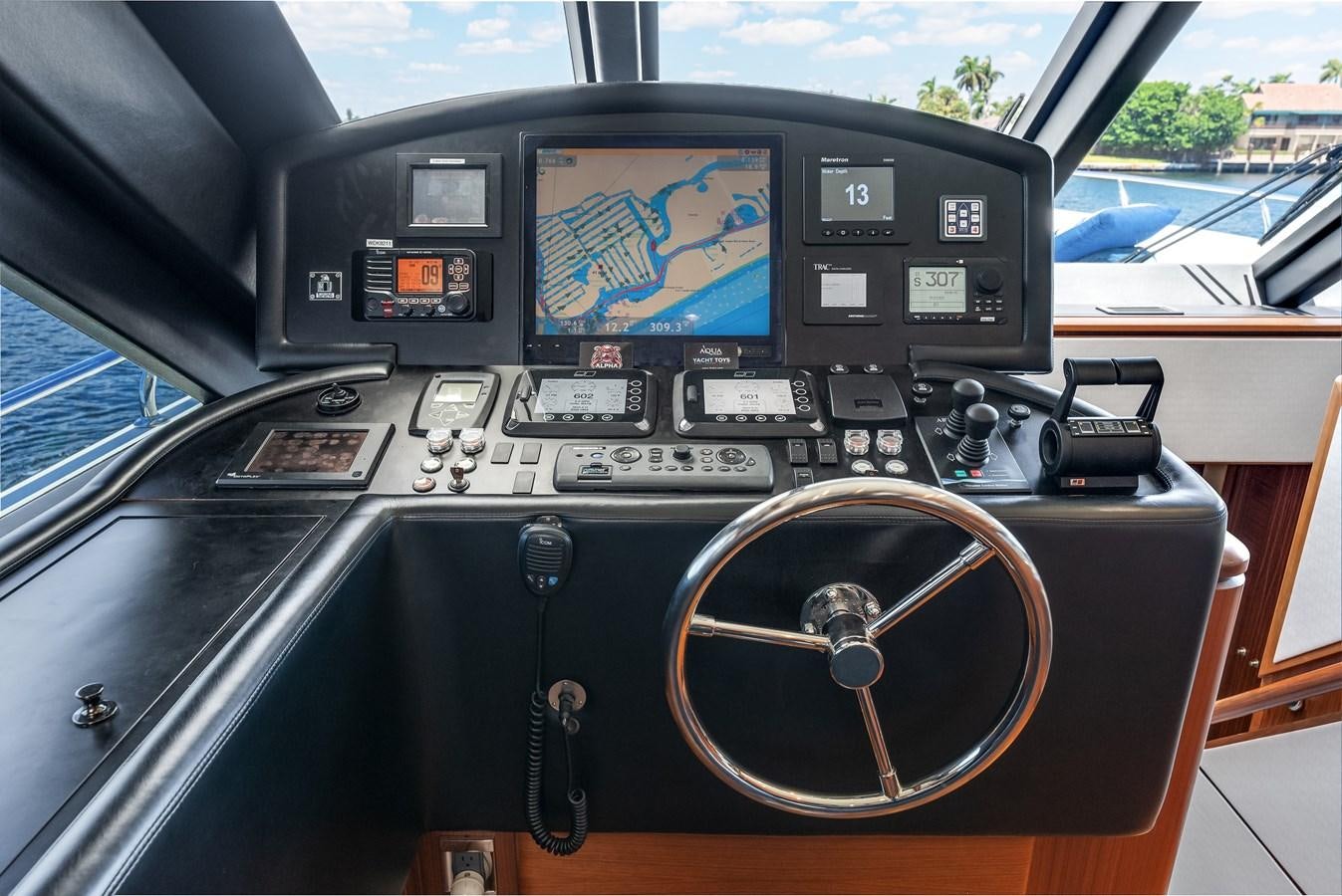 inside of a car aboard UNCORKED Yacht for Sale