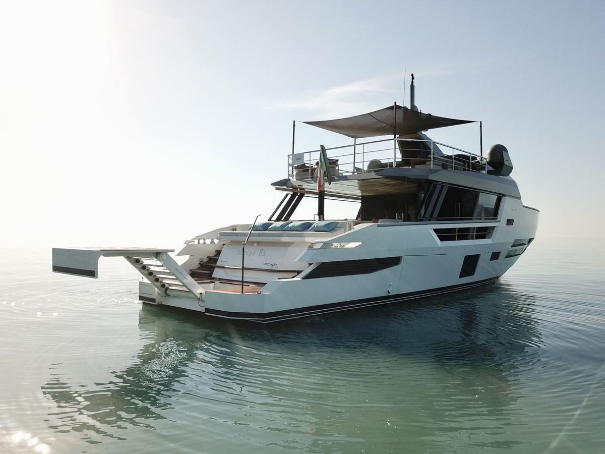 a boat on the water aboard SHERPA 80 Yacht for Sale