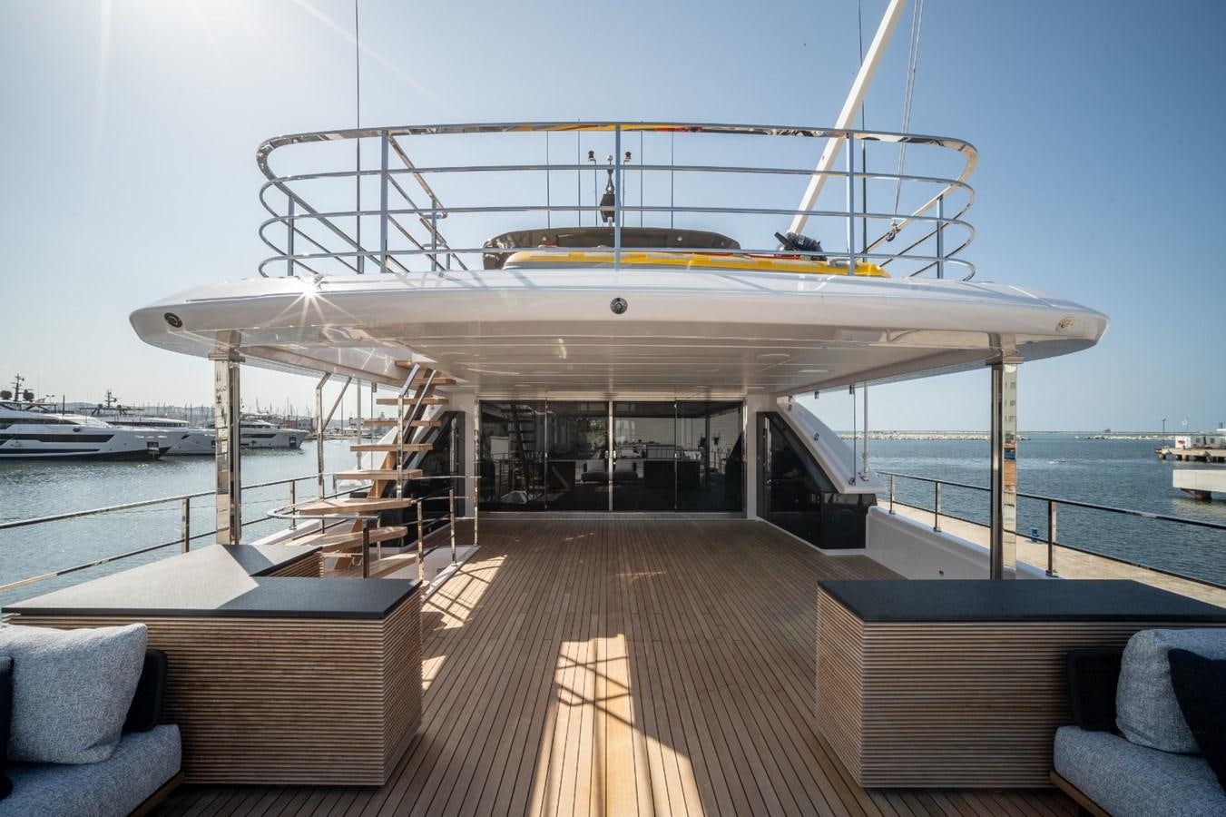 a boat on a deck aboard CUSTOM LINE NAVETTA 42/11 Yacht for Sale