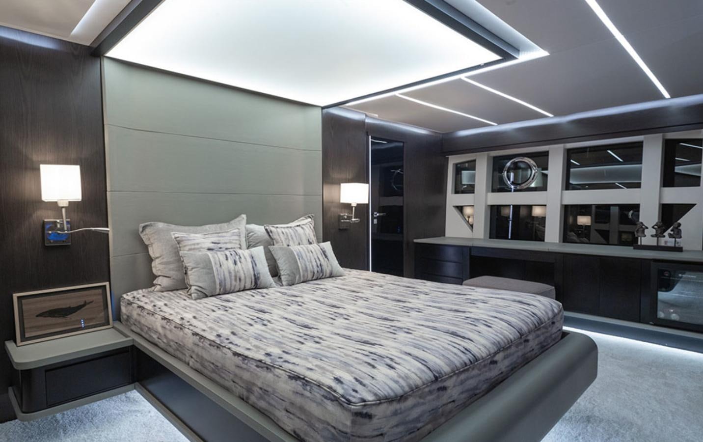 a bed in a room aboard OKEAN 80/01 Yacht for Sale