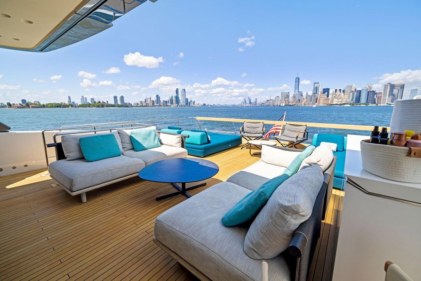 a room with a view of a city and a body of water aboard DON'T TELL MOM Yacht for Sale