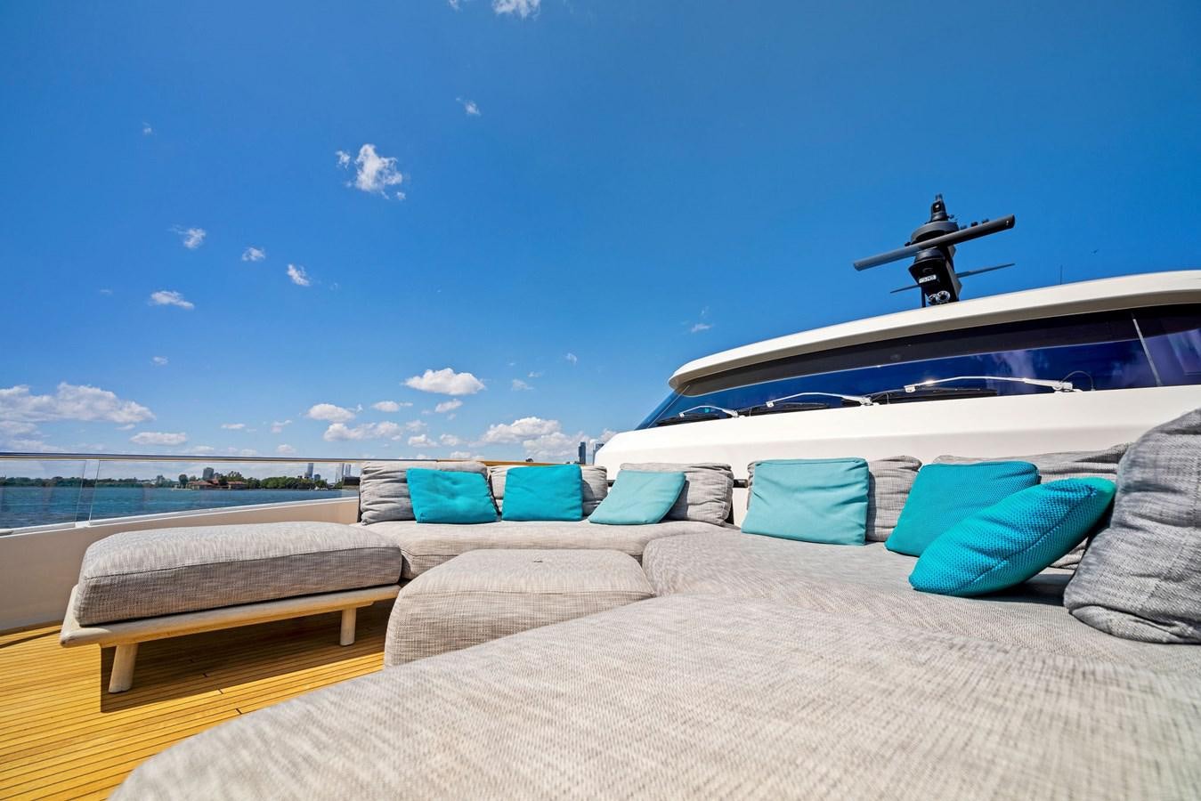 a boat with a drone flying over it aboard DON'T TELL MOM Yacht for Sale