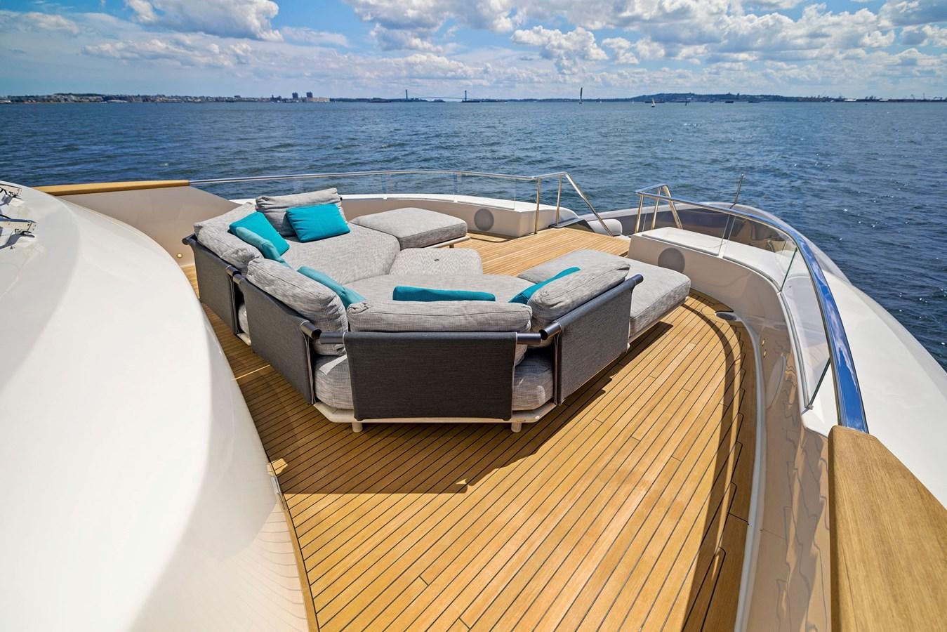 a boat with a bed on it aboard DON'T TELL MOM Yacht for Sale