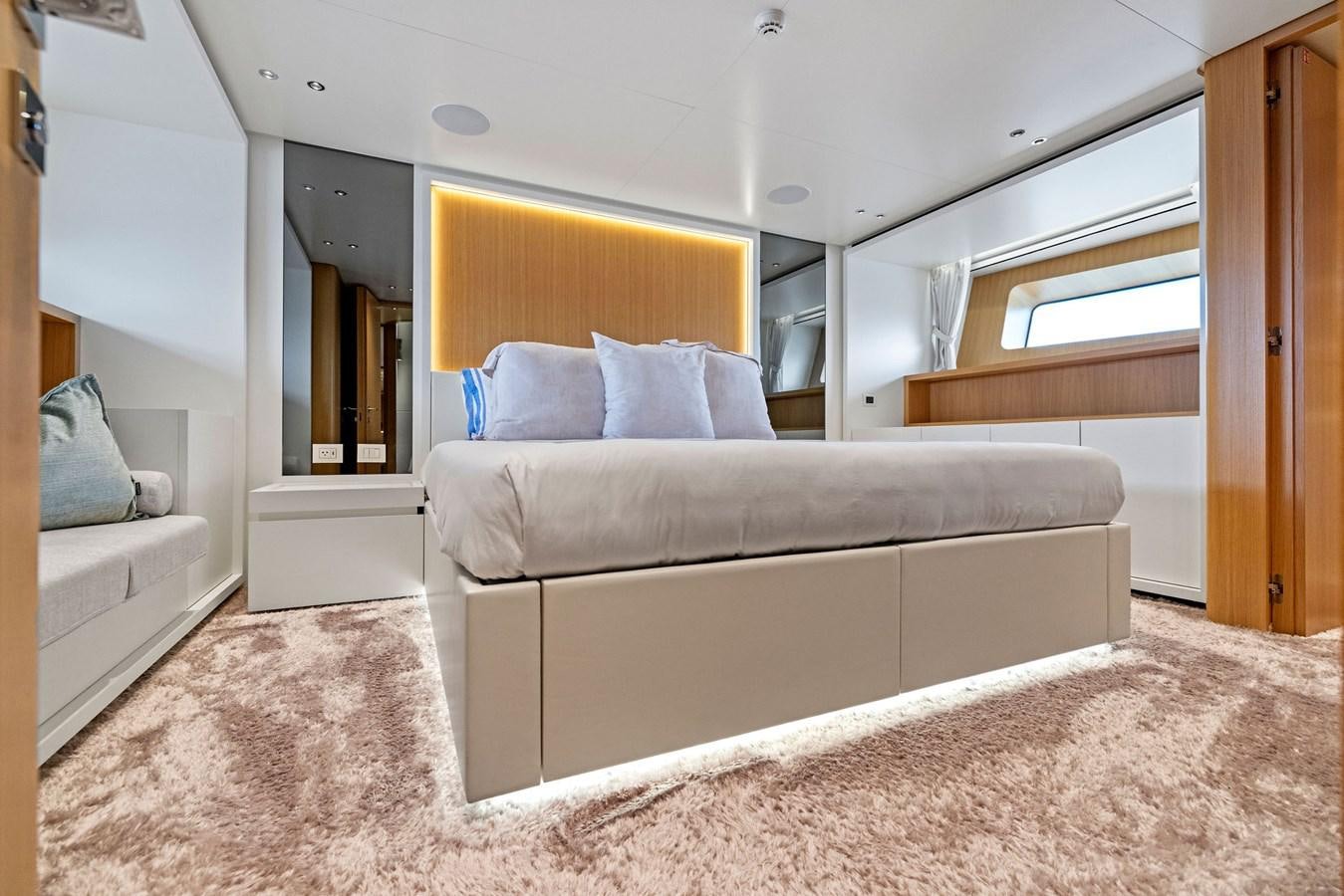 a couch in a room aboard DON'T TELL MOM Yacht for Sale