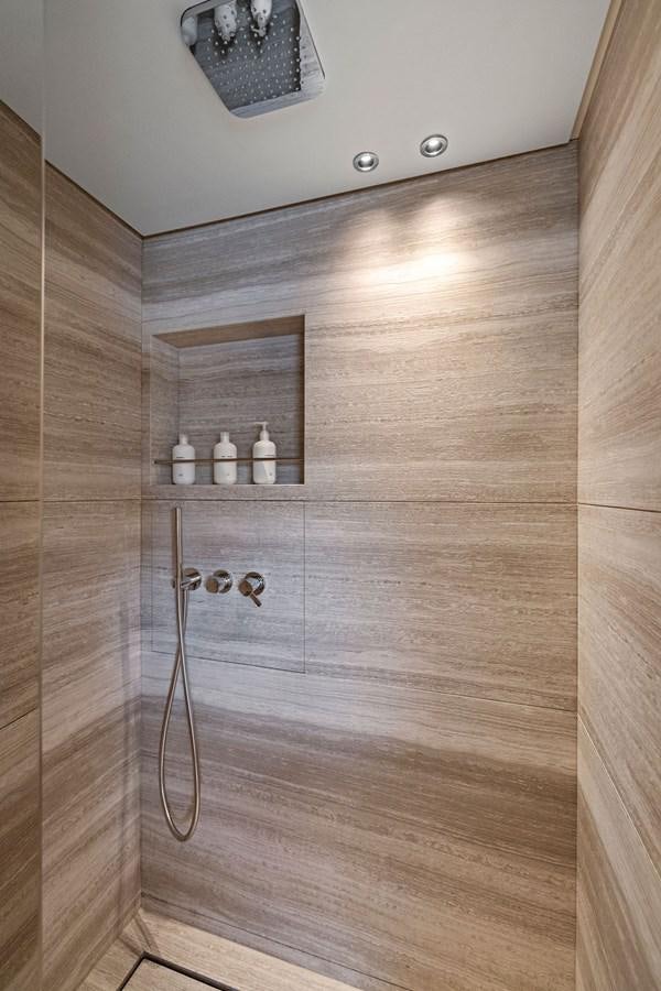 a wooden wall with a light aboard DON'T TELL MOM Yacht for Sale