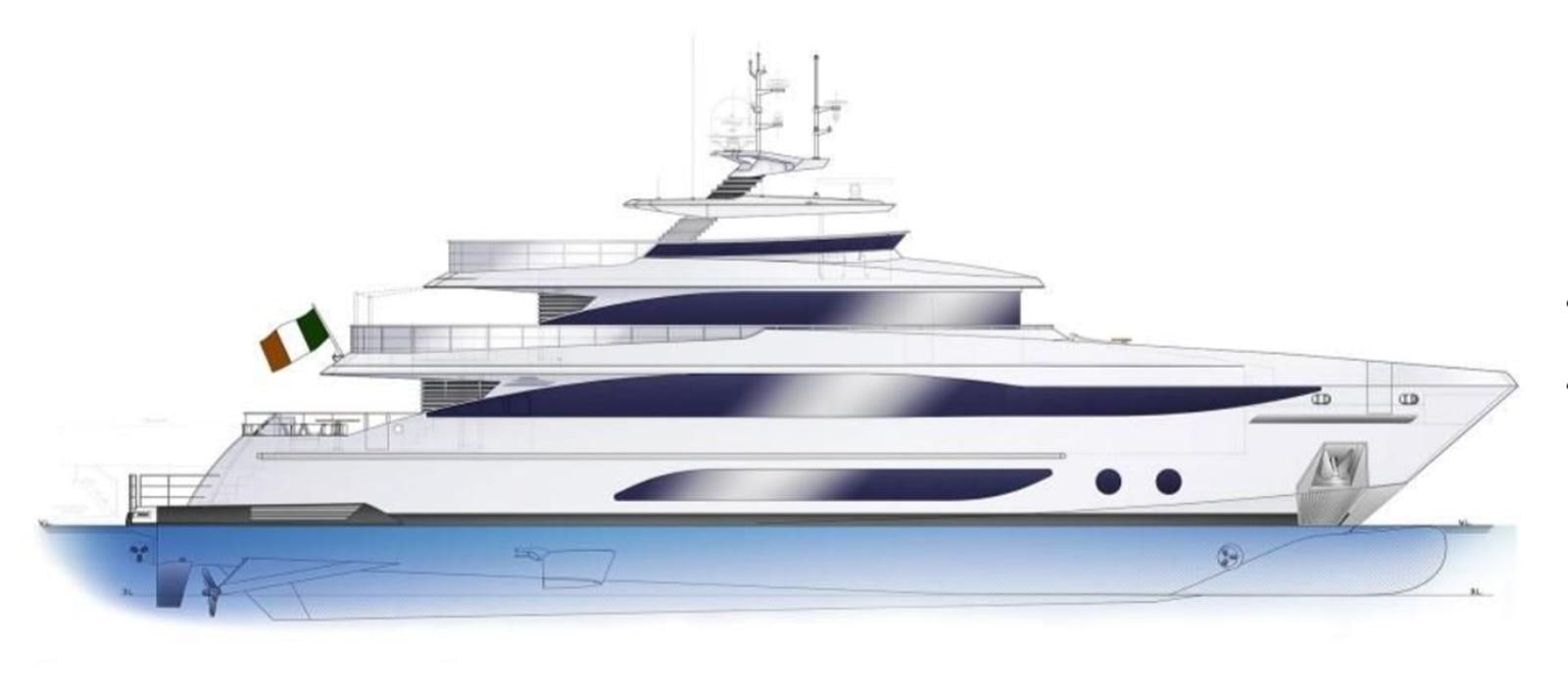 a white boat with a blue stripe aboard GIANETTI MIRAGE 401 Yacht for Sale