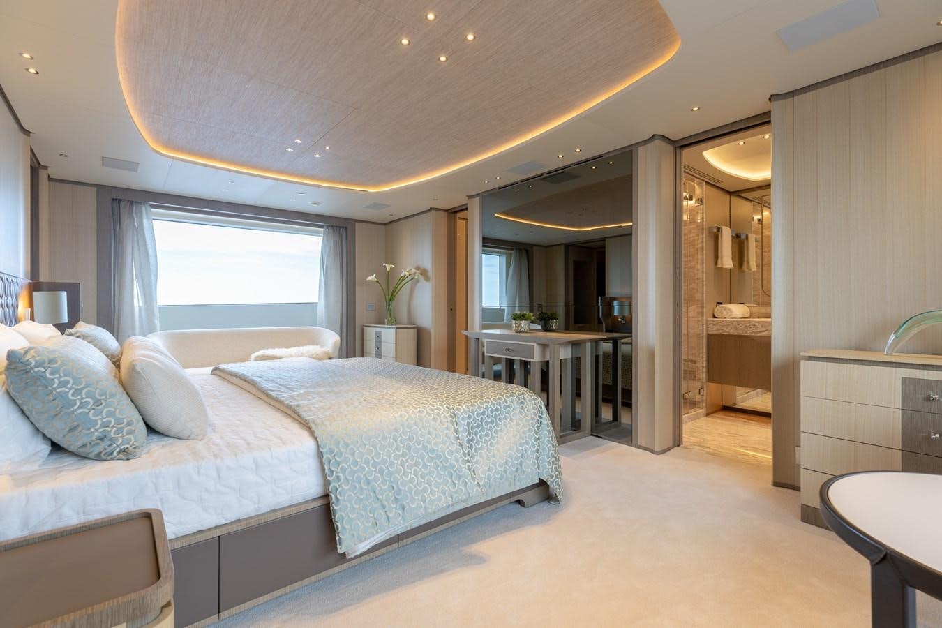 a room with two beds aboard ABBENTURES III Yacht for Sale