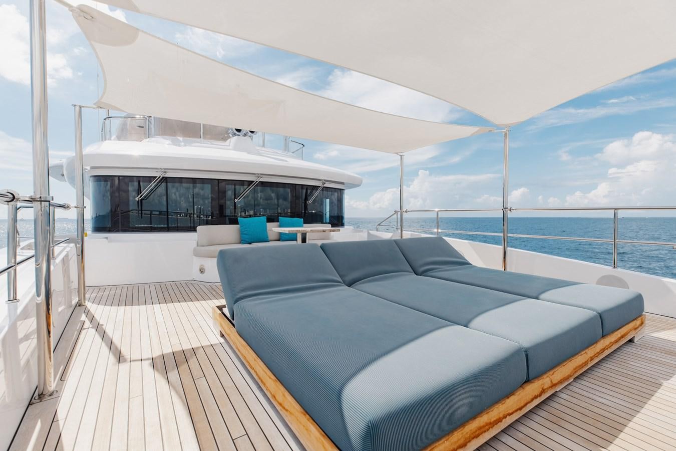 a large boat on a deck aboard ABBENTURES III Yacht for Sale