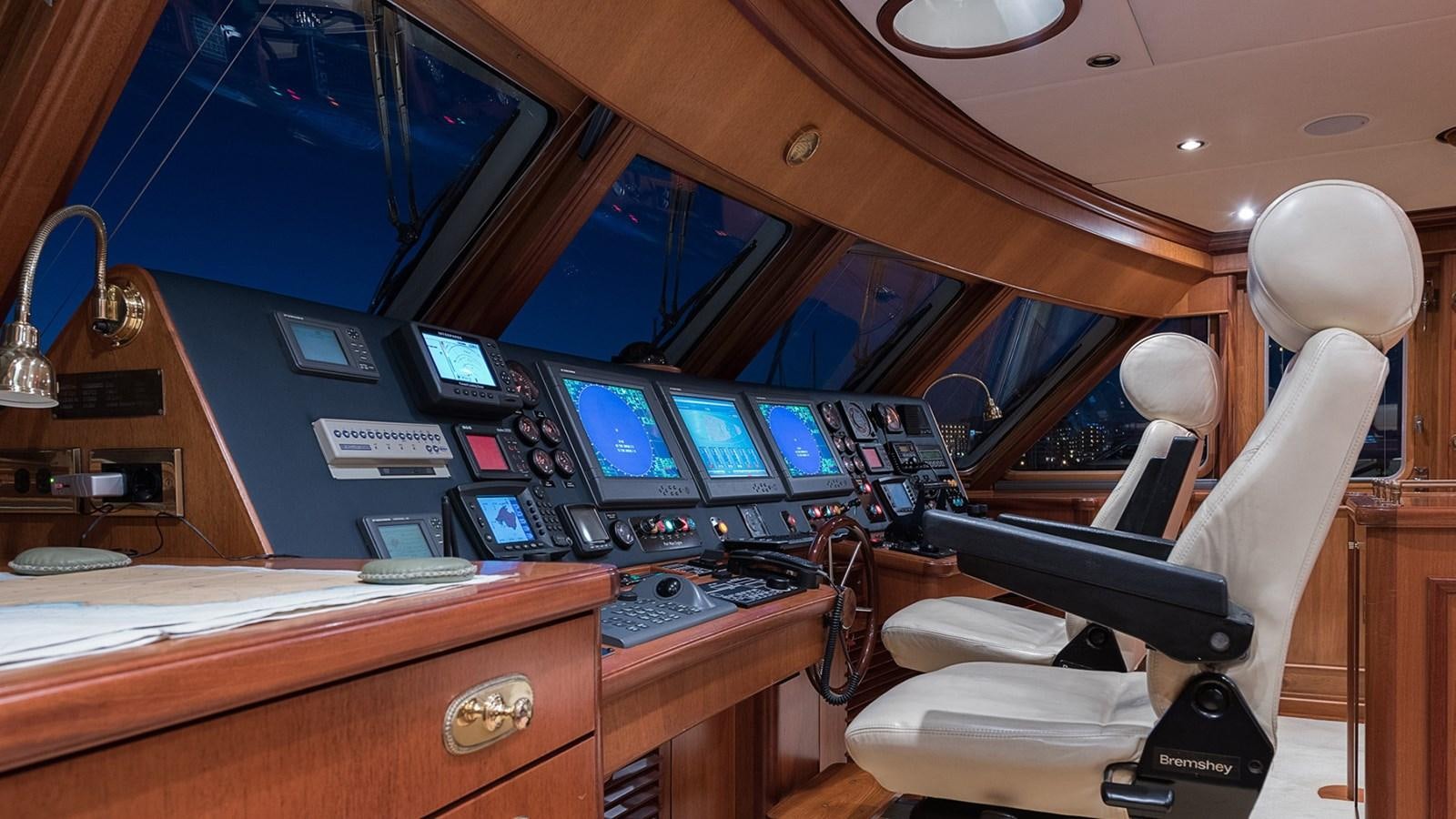 inside of a control room aboard LA REINA DEL MAR Yacht for Sale