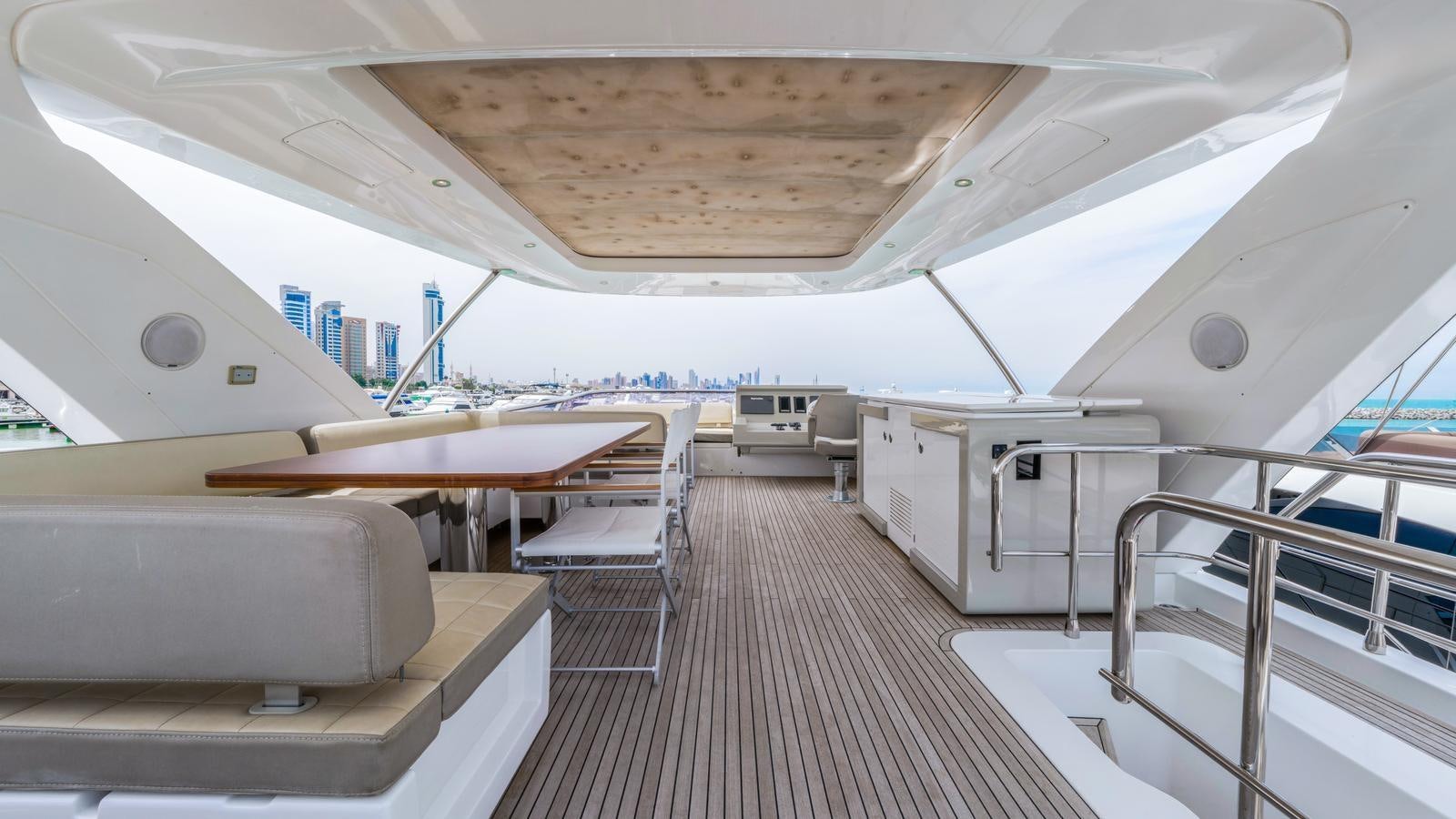 inside of a white airplane aboard TK Yacht for Sale