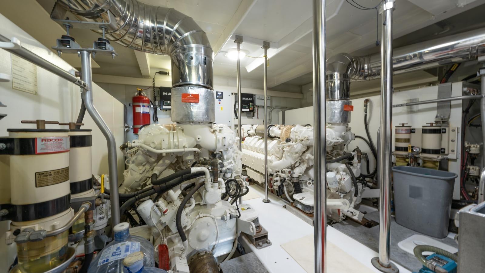 a large factory machinery aboard TK Yacht for Sale