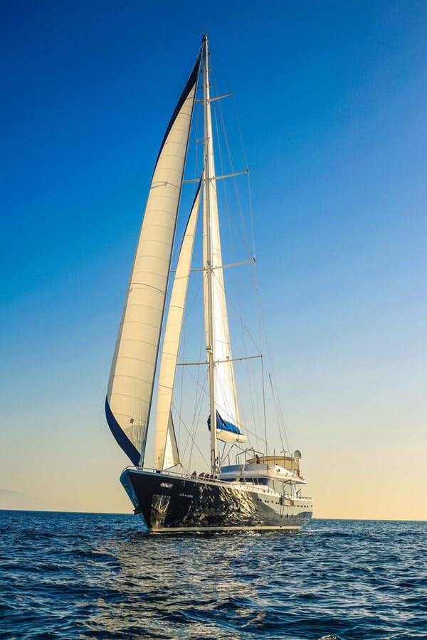 a sailboat on the water aboard GULMARIA Yacht for Sale