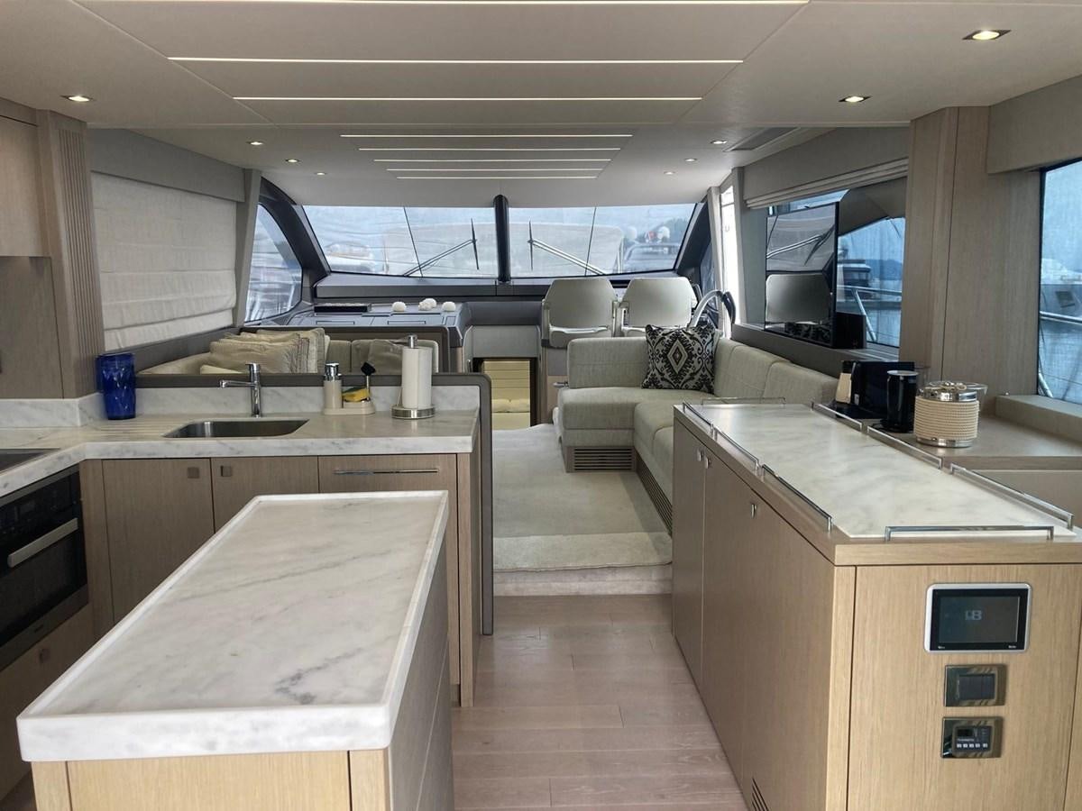 a kitchen with a large island aboard CENGIZ Yacht for Sale