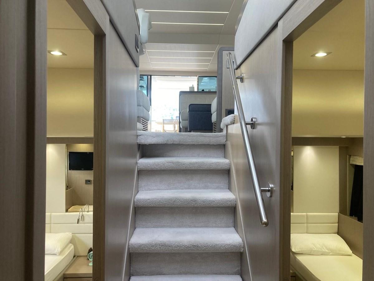a flight of stairs leading to a bathroom aboard CENGIZ Yacht for Sale