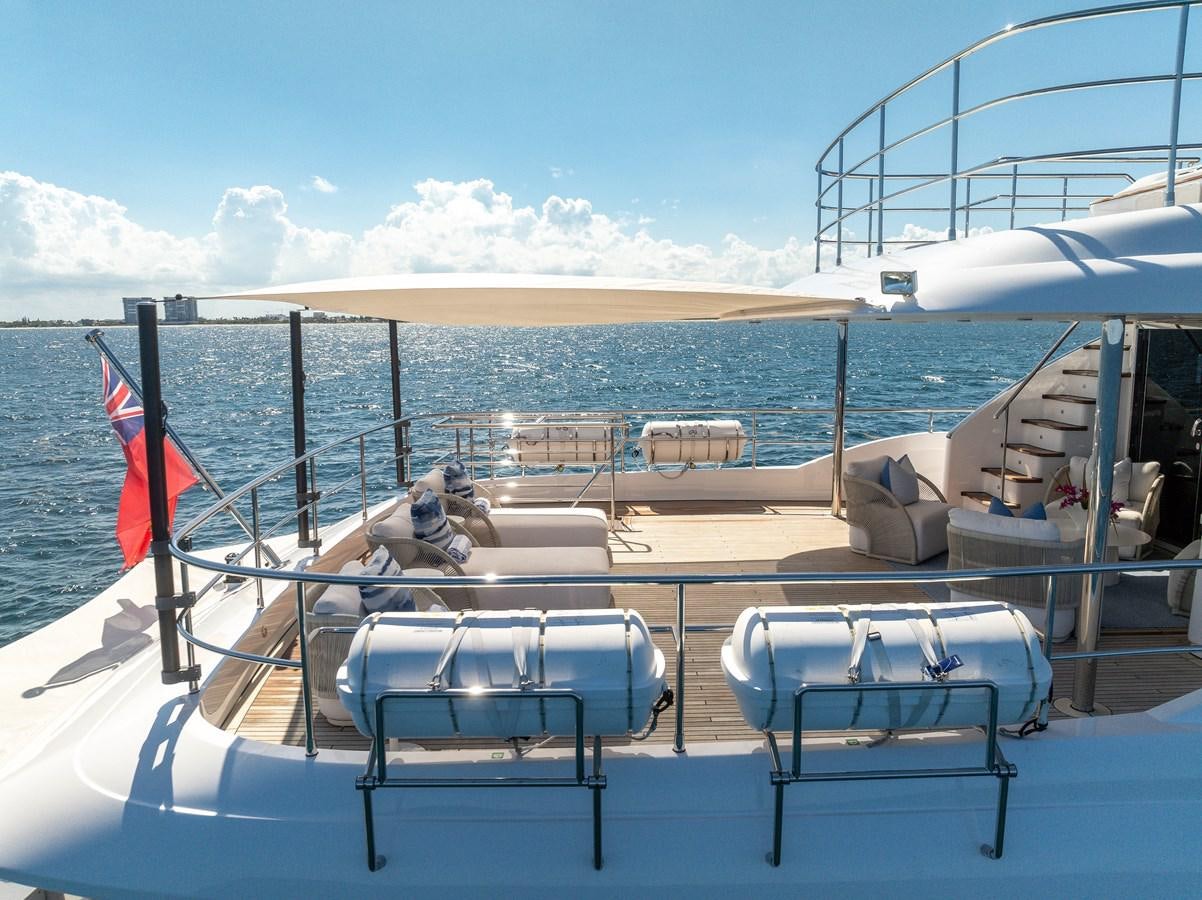 a couple of people sitting on a boat in the water aboard MOONEN ROYAL DENSHIP 120 Yacht for Sale