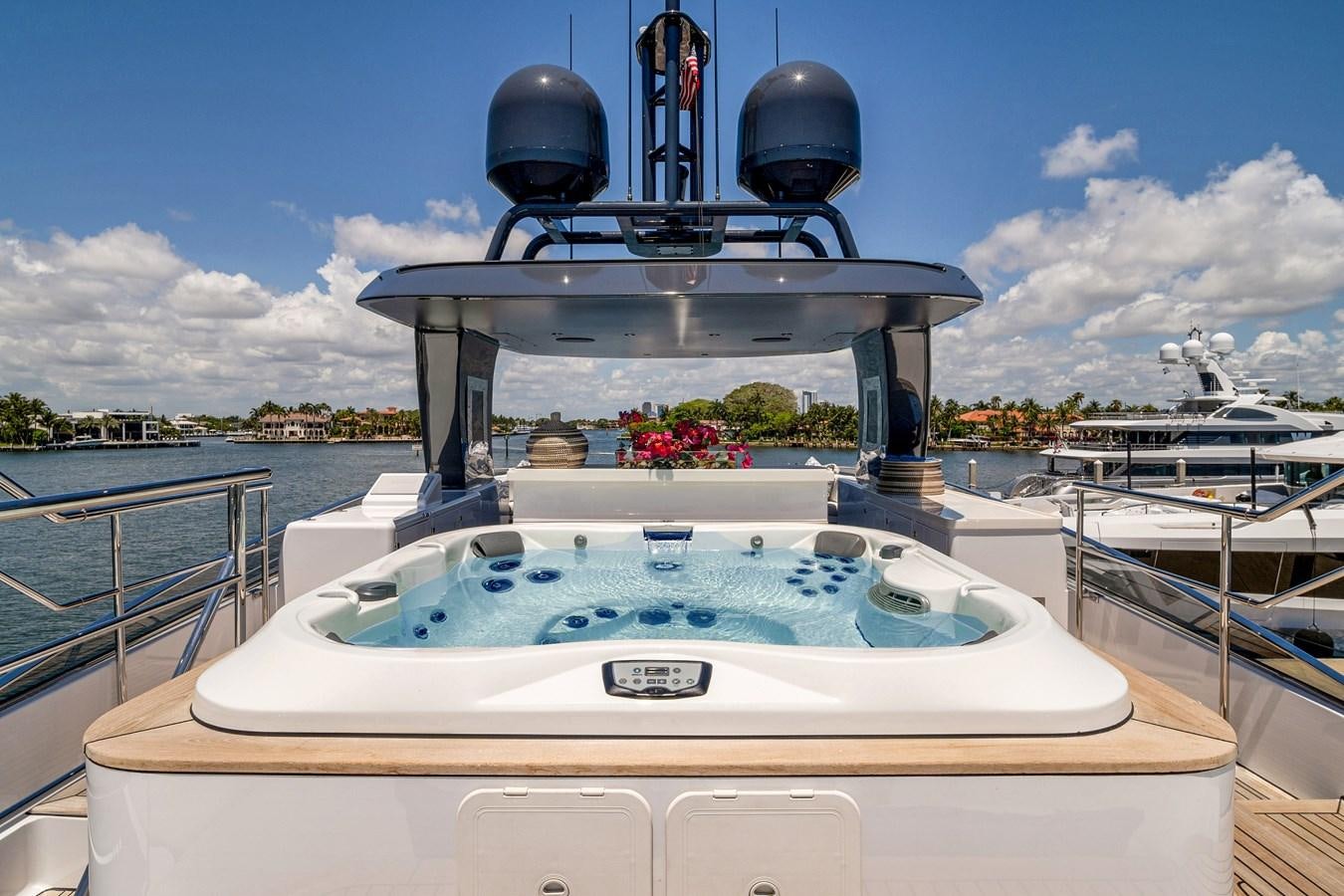 a boat with a water fountain aboard MOONEN ROYAL DENSHIP 120 Yacht for Sale