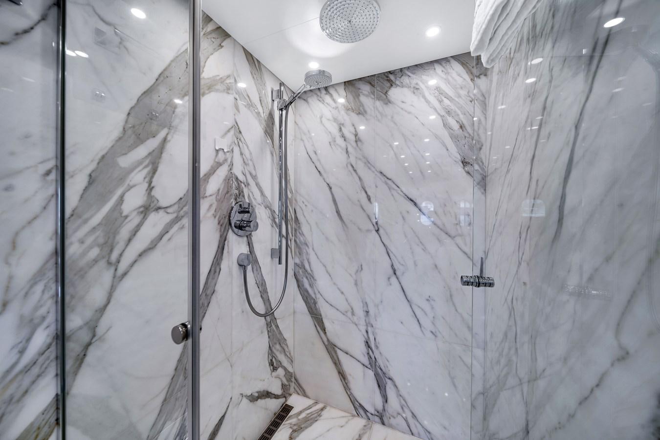 a white wall with a large white net aboard MOONEN ROYAL DENSHIP 120 Yacht for Sale