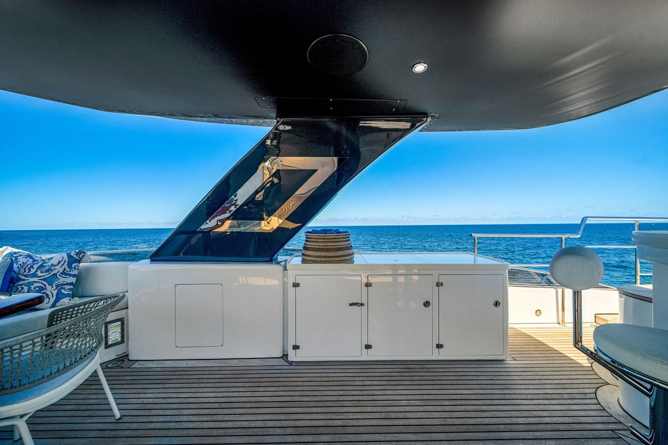 a boat on a trailer aboard MOONEN ROYAL DENSHIP 120 Yacht for Sale