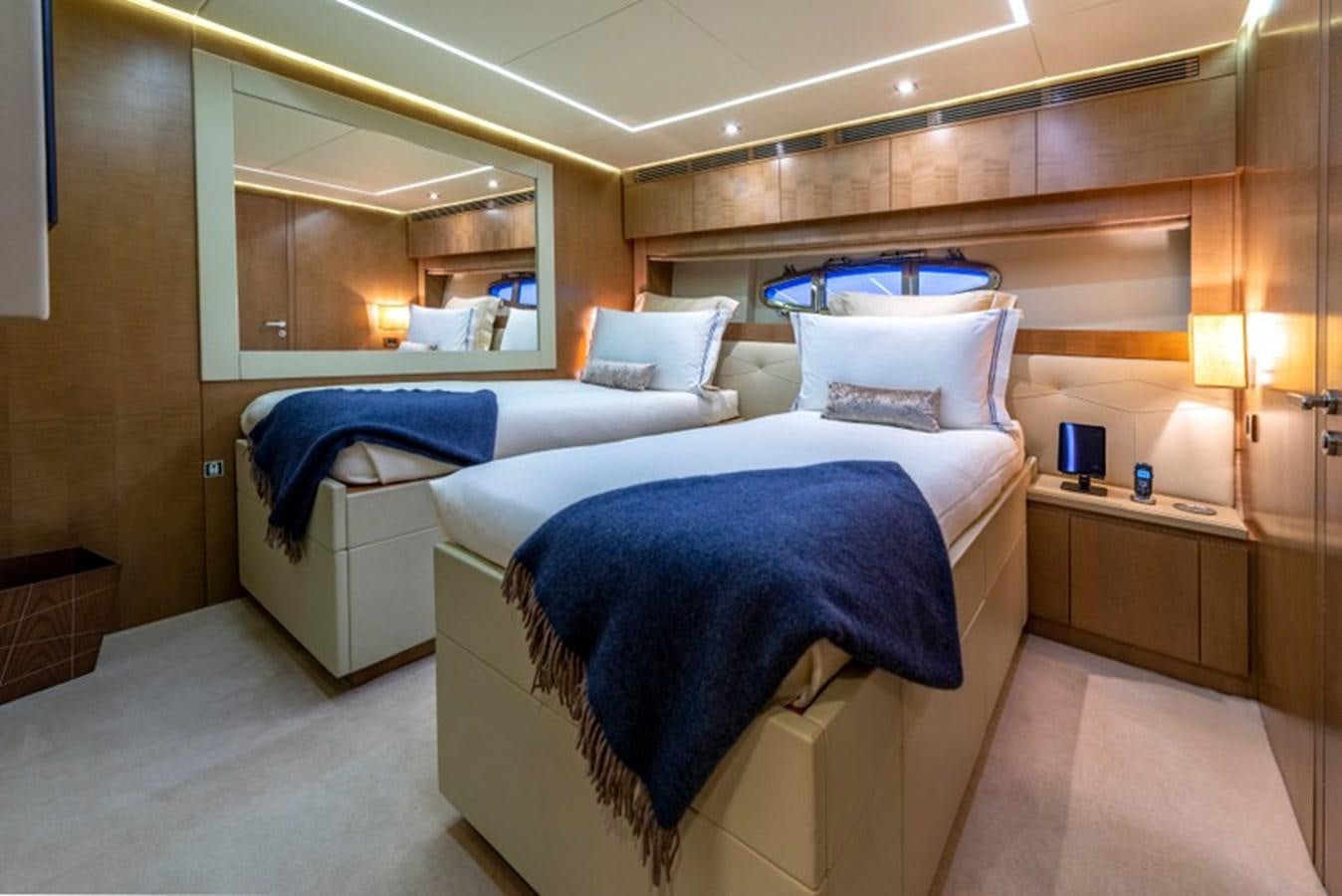 a room with two beds aboard LEVANTINE II Yacht for Sale