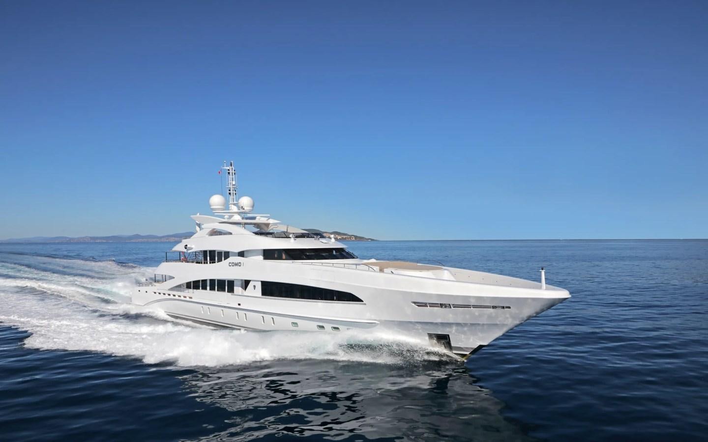 a white yacht on the water aboard MADO Yacht for Sale