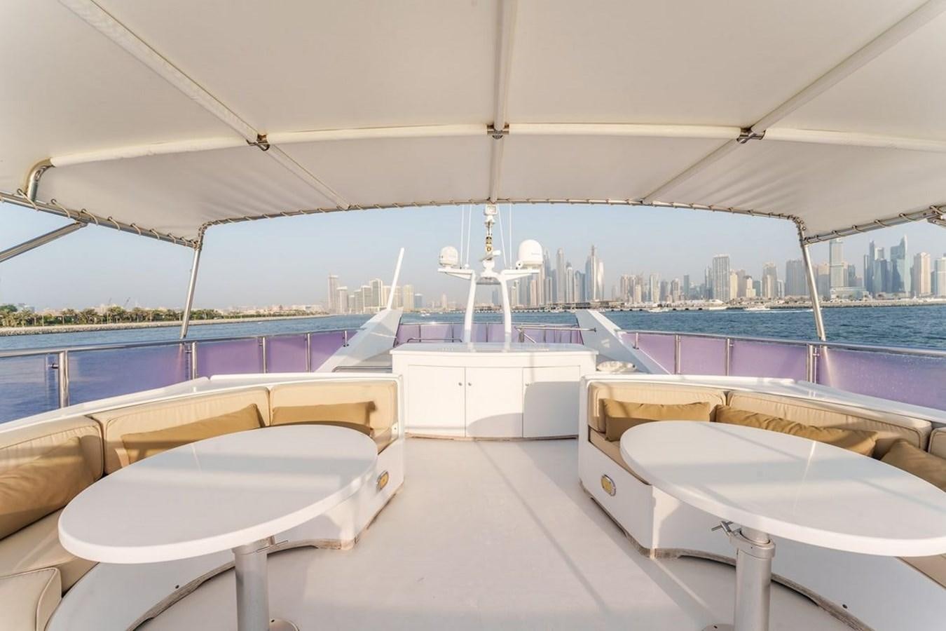 a room with a view of a city and a large body of water aboard ALIA 7 Yacht for Sale