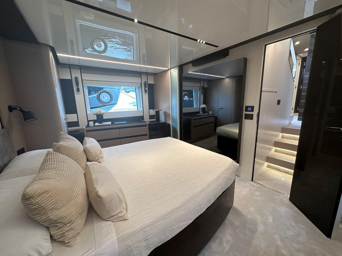 a bed in a room aboard SUNSET 8 Yacht for Sale