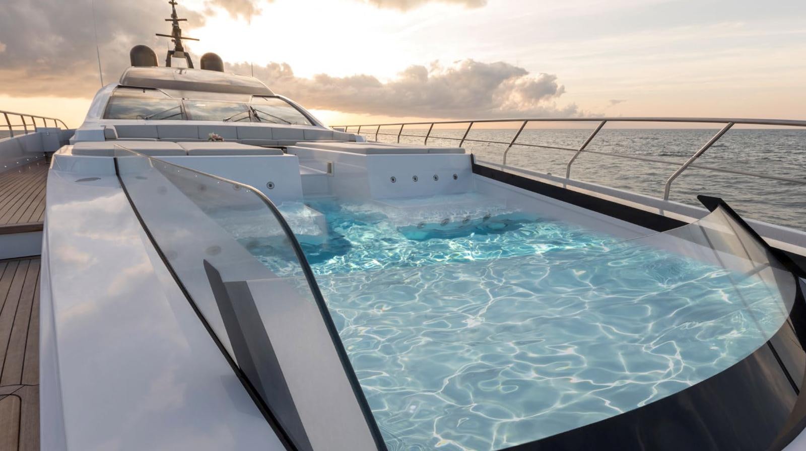 a boat in the water aboard GOLDENEYE Yacht for Sale