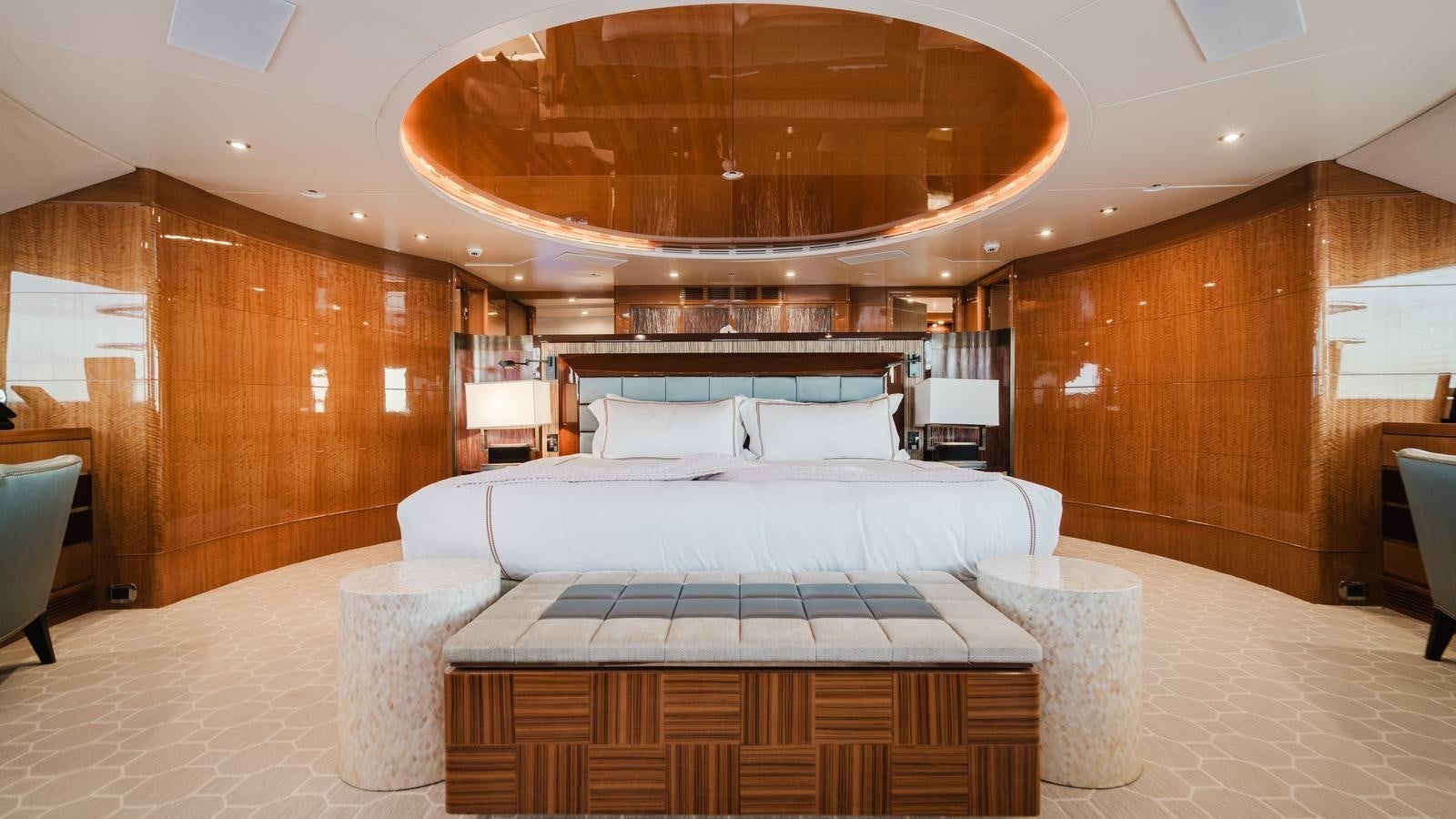 a large bed in a room aboard GROOVER Yacht for Sale