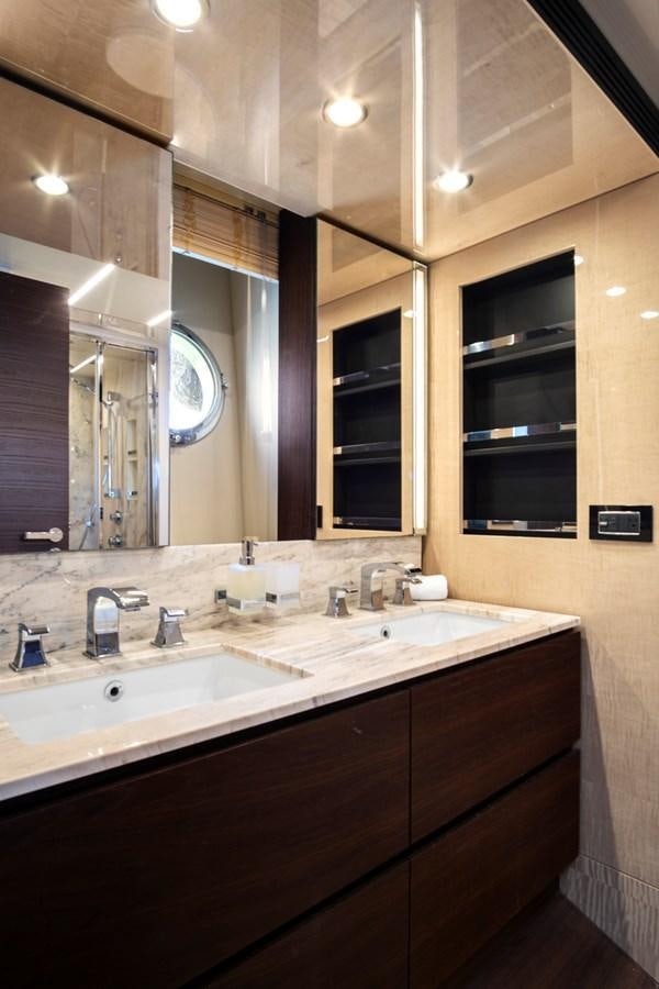 a bathroom with two sinks aboard GRATITUDE Yacht for Sale