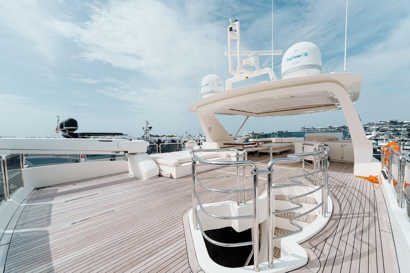 a deck with a boat on it aboard AZIMUT 85 FLY Yacht for Sale