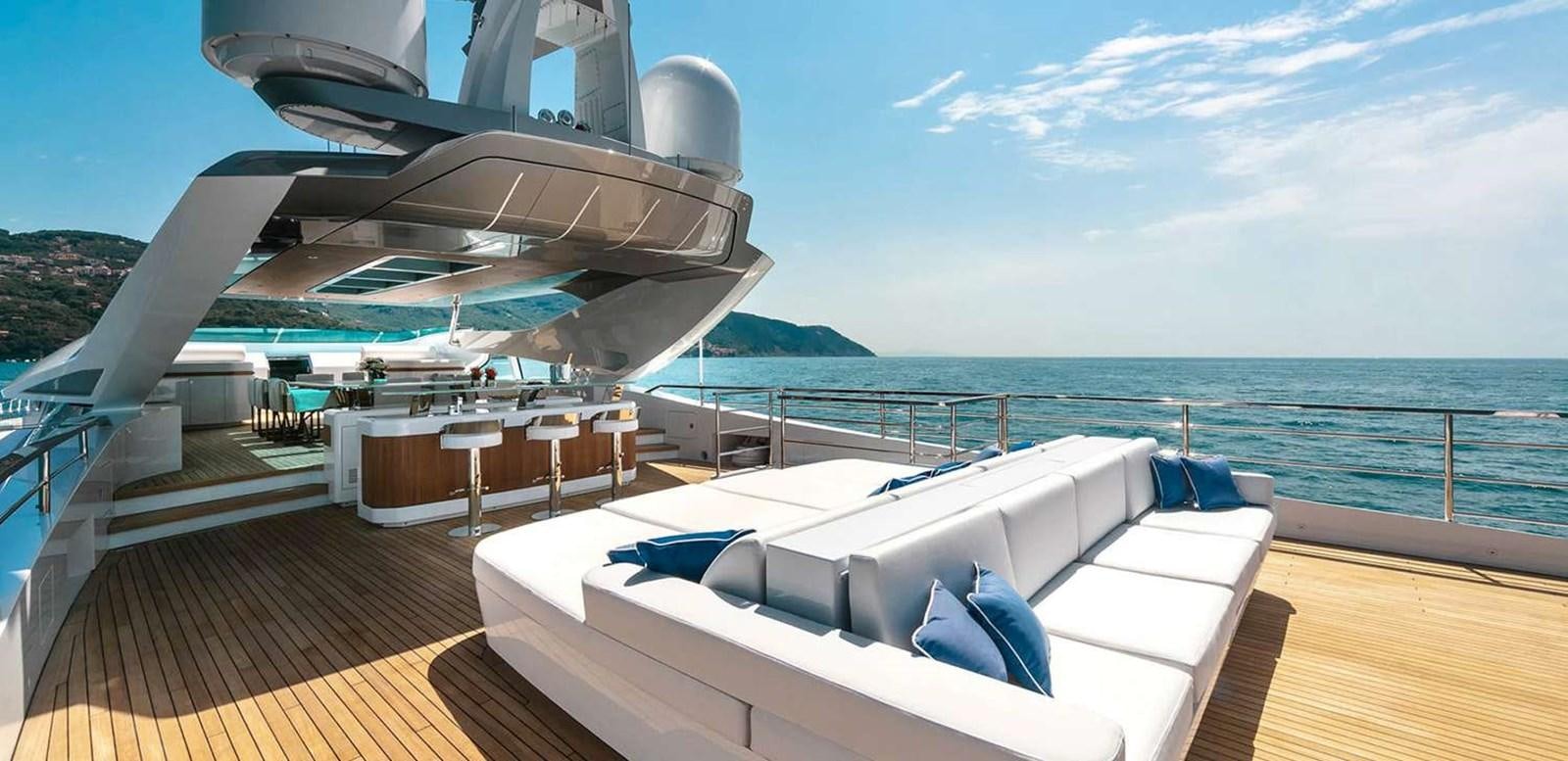 a boat on a deck aboard EL LEON Yacht for Sale