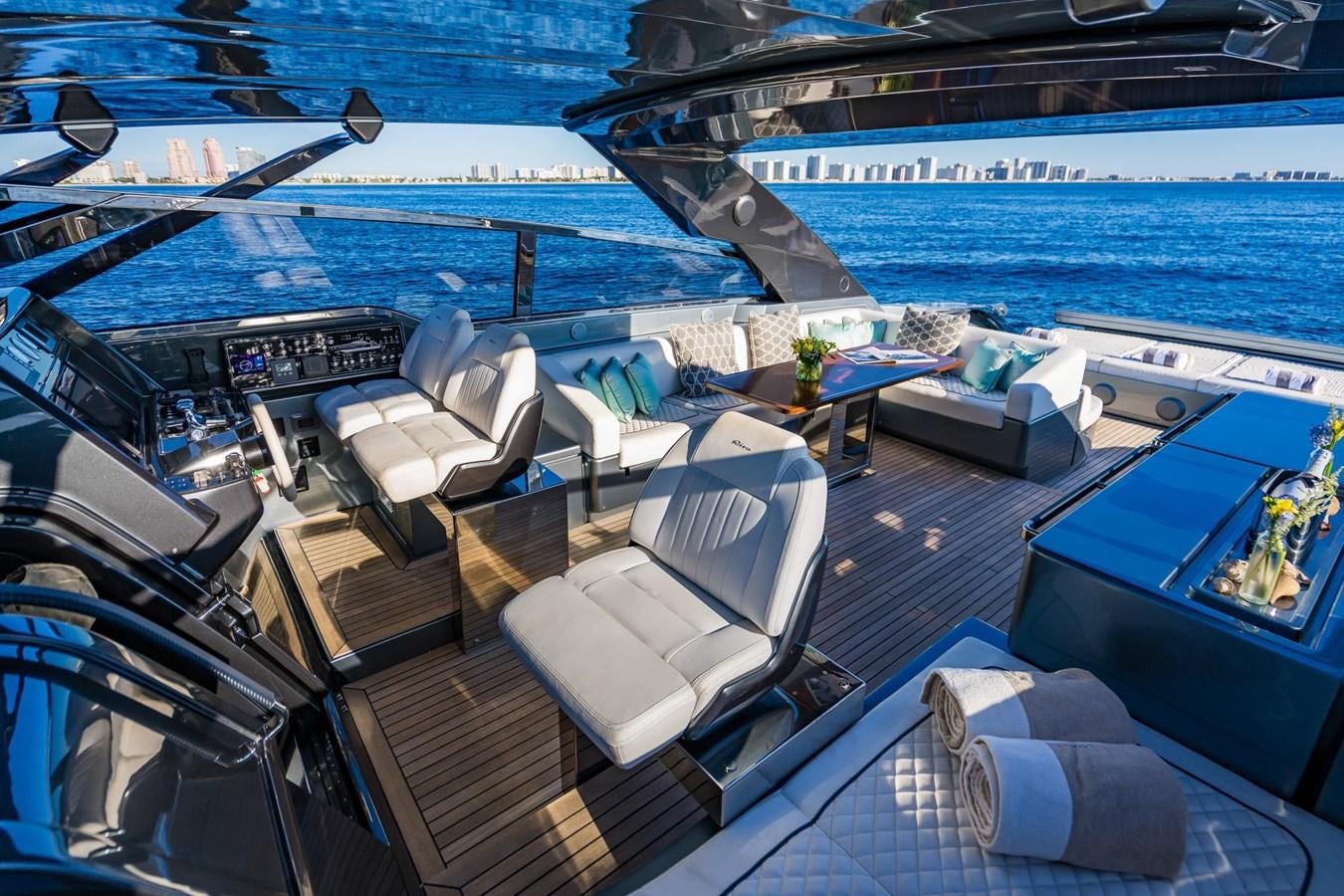 a deck of a ship aboard 2021 RIVA 76' BAHAMAS Yacht for Sale