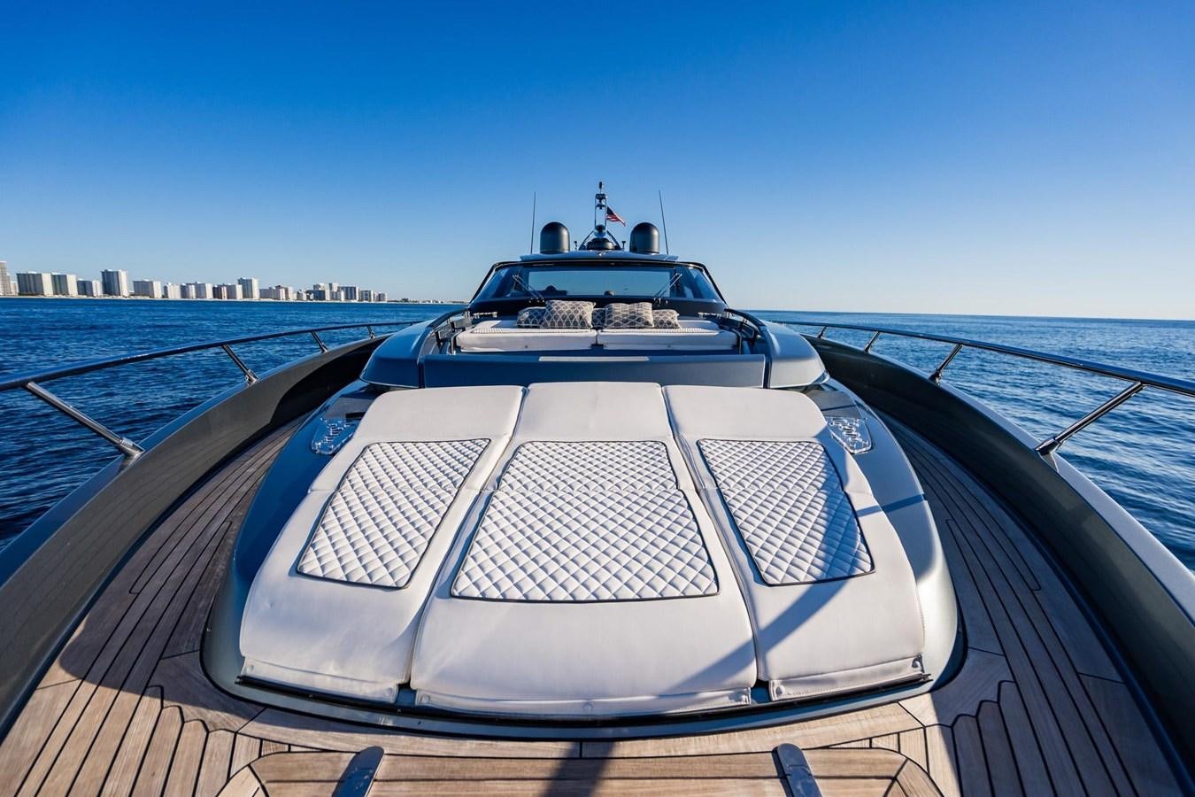 the front of a boat aboard 2021 RIVA 76' BAHAMAS Yacht for Sale