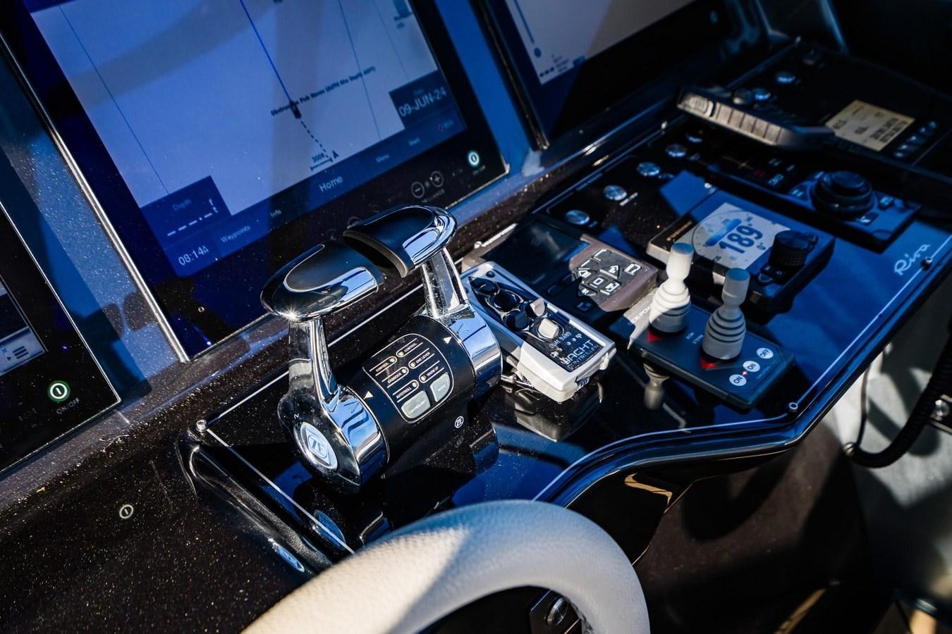 a cockpit of an airplane aboard 2021 RIVA 76' BAHAMAS Yacht for Sale
