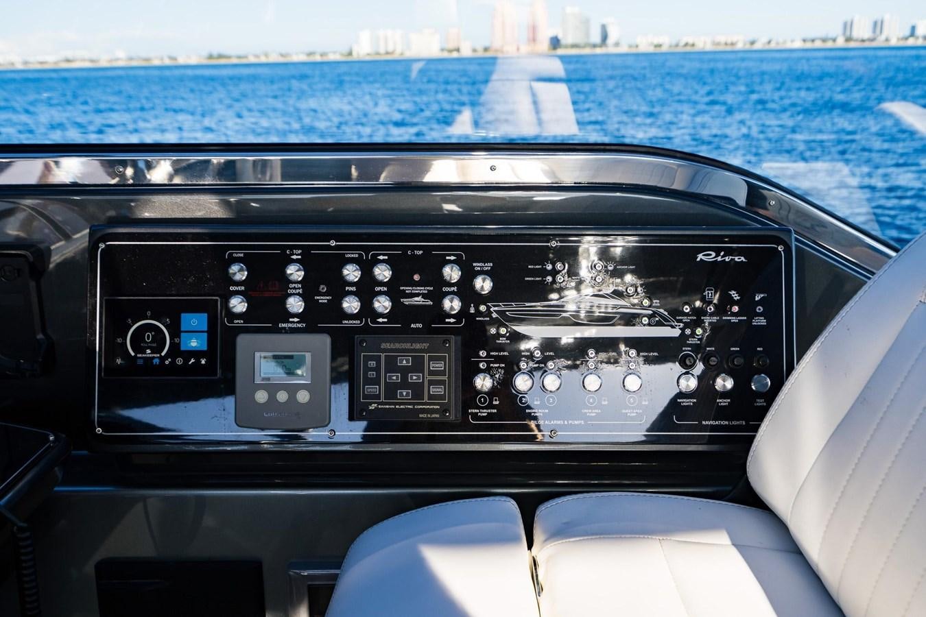 the inside of a car aboard 2021 RIVA 76' BAHAMAS Yacht for Sale